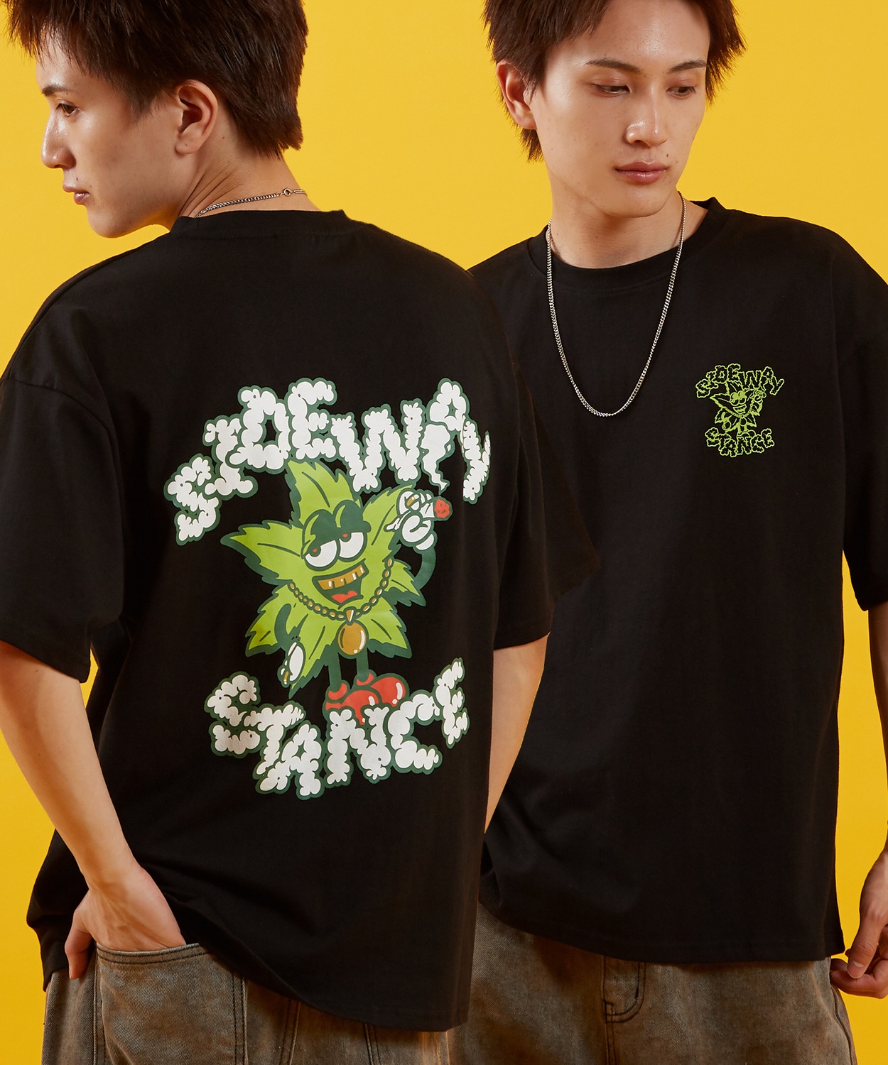 半袖Tシャツ メンズ SIDEWAY STANCE サイドウェイスタンス オリジナルプリント ヘンプリーフ グラフィック カットソー アメカジ スケーター ストリート | improves | 01