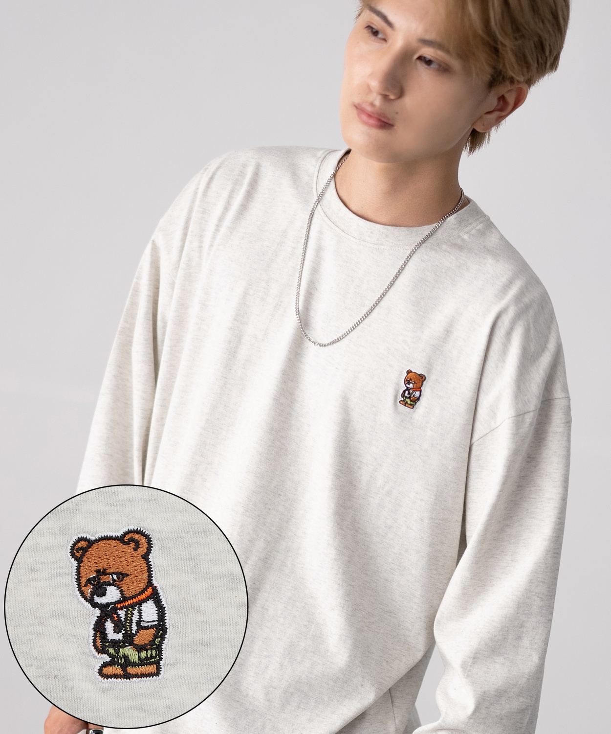 長袖Tシャツ メンズ SIDEWAY STANCE サイドウェイスタンス オリジナル ワンポイント 刺しゅう ロンT カットソー ダウナーベア スケーター | improves | 04