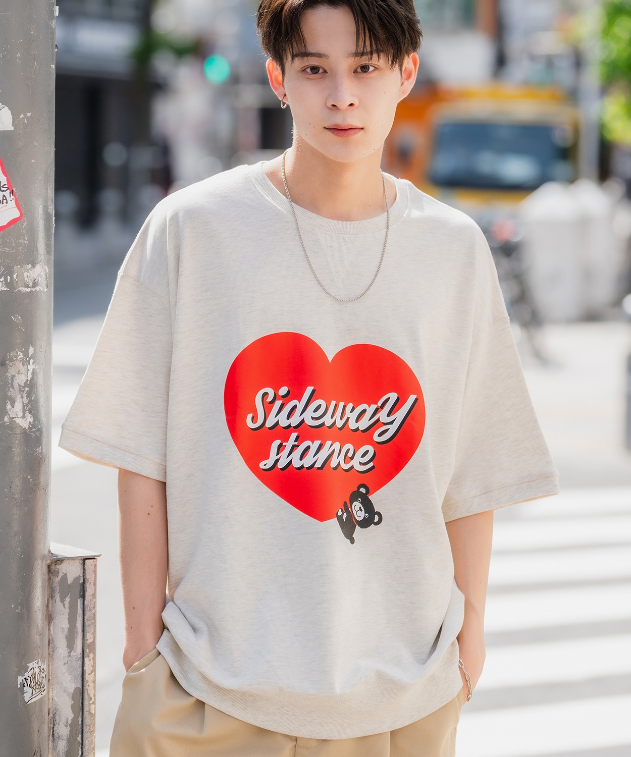 半袖トレーナーシャツ メンズ SIDEWAY STANCE サイドウェイスタンス オリジナルプリント ハートベア グラフィック スウェット 大きめ アメカジ スケーター | improves | 02