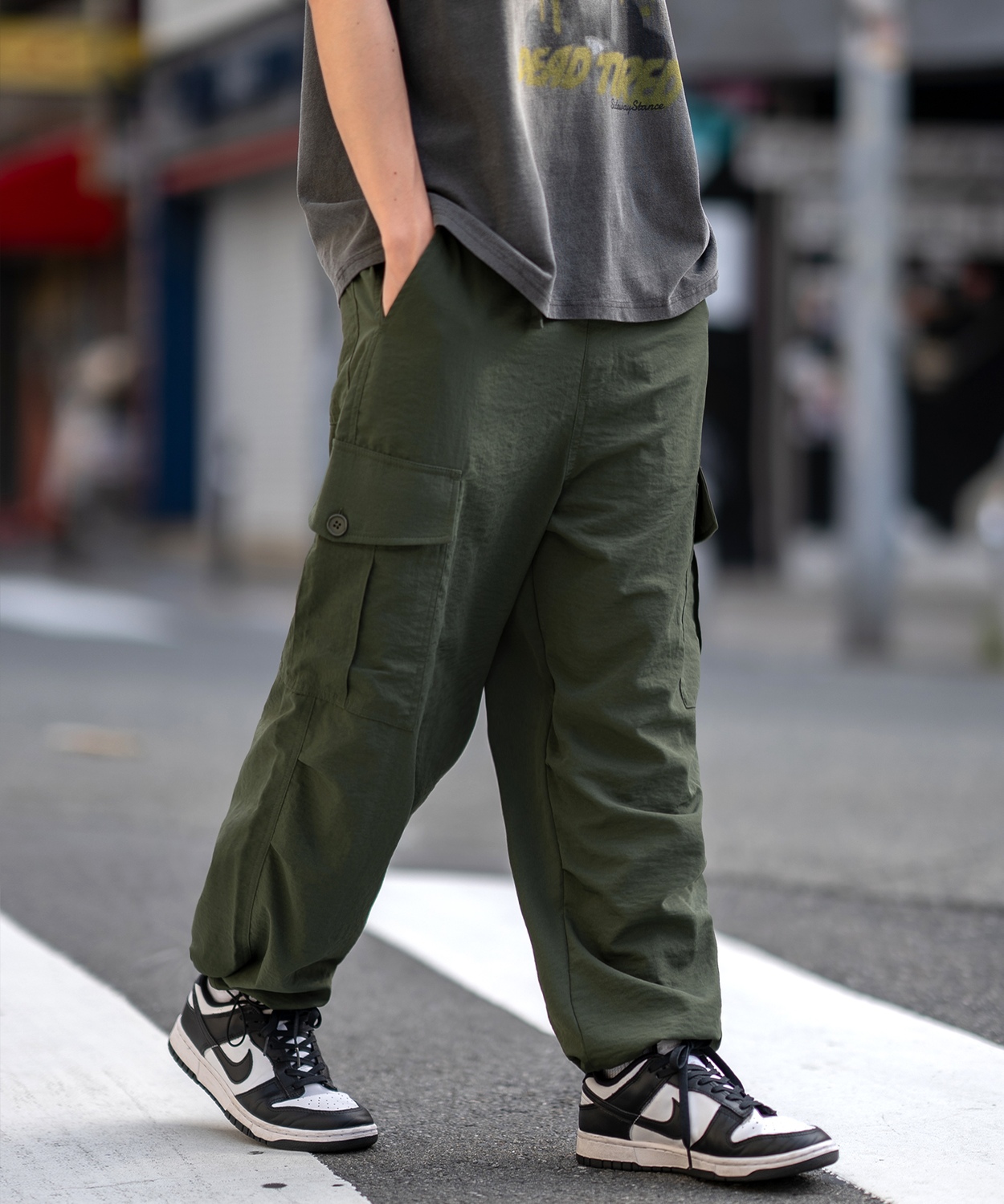 カーゴパンツ メンズ SIDEWAY STANCE サイドウェイスタンス ポリワッシャー ワイド イージーパンツ フルレングス カジュアル スケーター ストリート | improves | 01