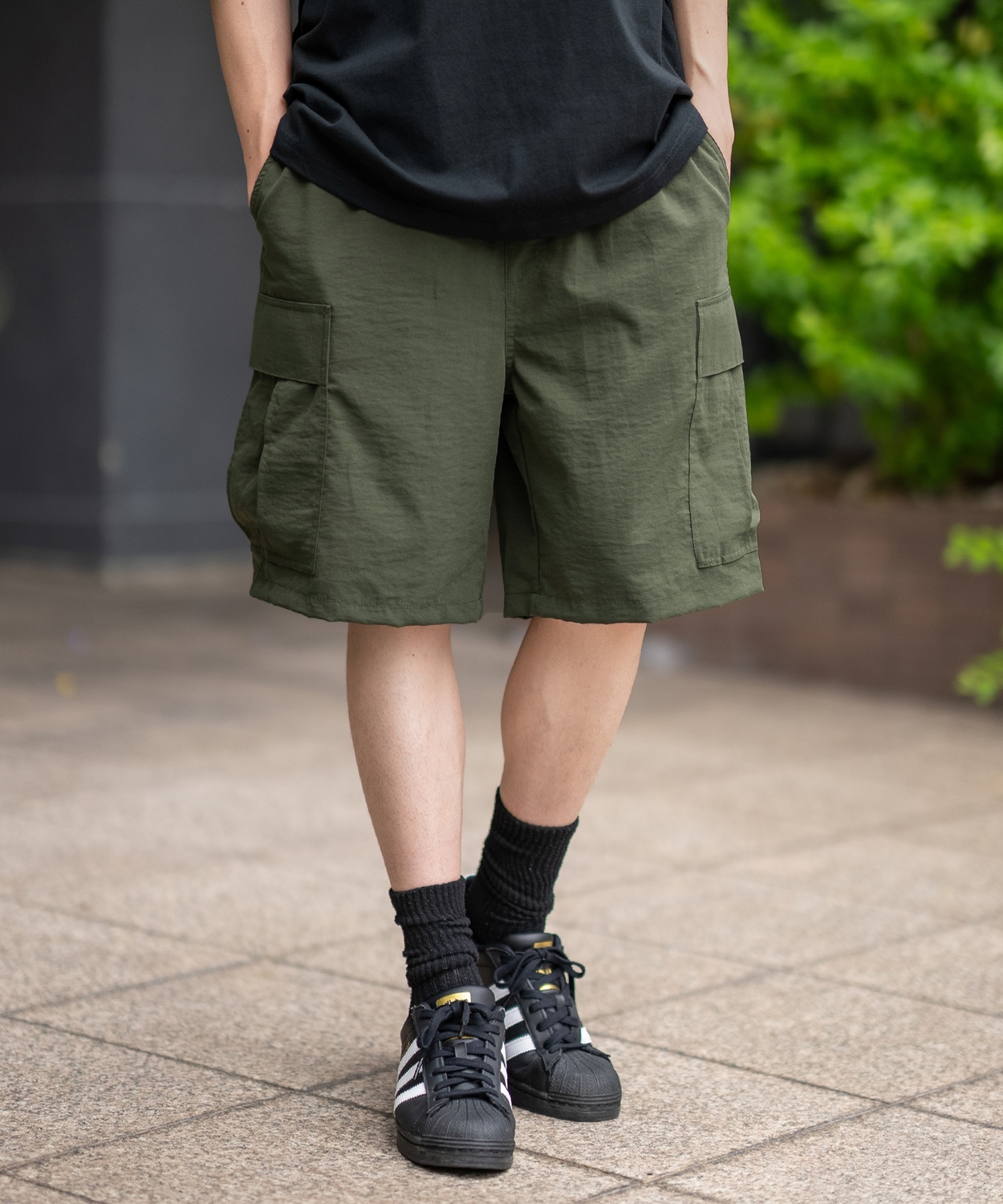 ショートパンツ メンズ SIDEWAY STANCE サイドウェイスタンス ポリワッシャー ワイド カーゴパンツ ハーフパンツ ショーツ アメカジ スケーター ストリート 古着 | improves | 01