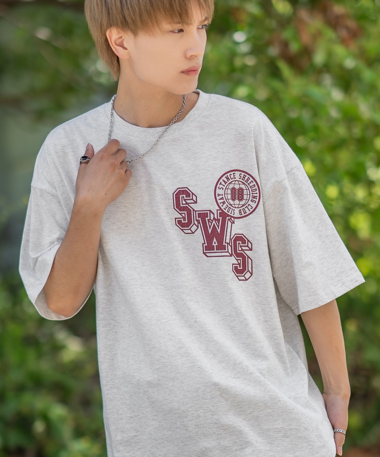 半袖Tシャツ メンズ SIDEWAY STANCE サイドウェイスタンス クラックプリント カレッジロゴ カットソーアメカジ カジュアル スケーター ストリート 古着 | improves | 04