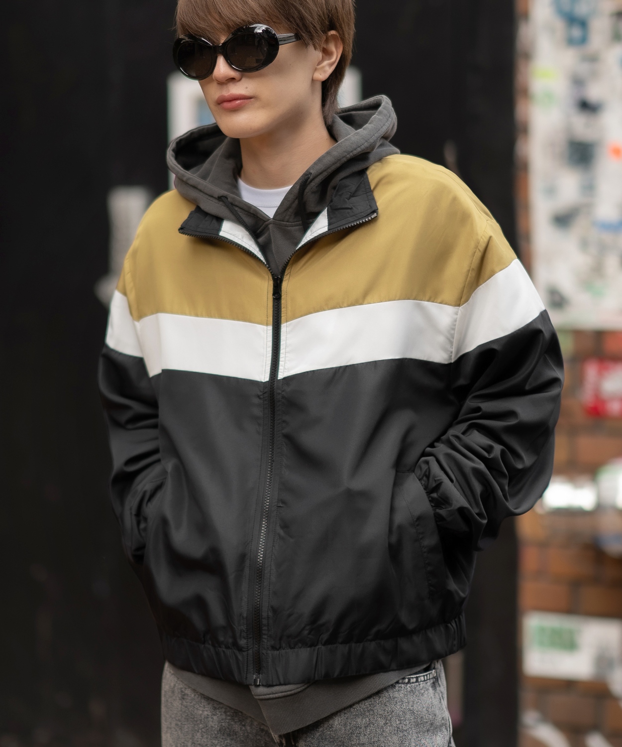 スタンドジャケット メンズ SIDEWAY STANCE サイドウェイスタンス 裏トリコット ジップアップ ブルゾン アメカジ スケーター ストリート 古着MIX 韓国 | improves | 03