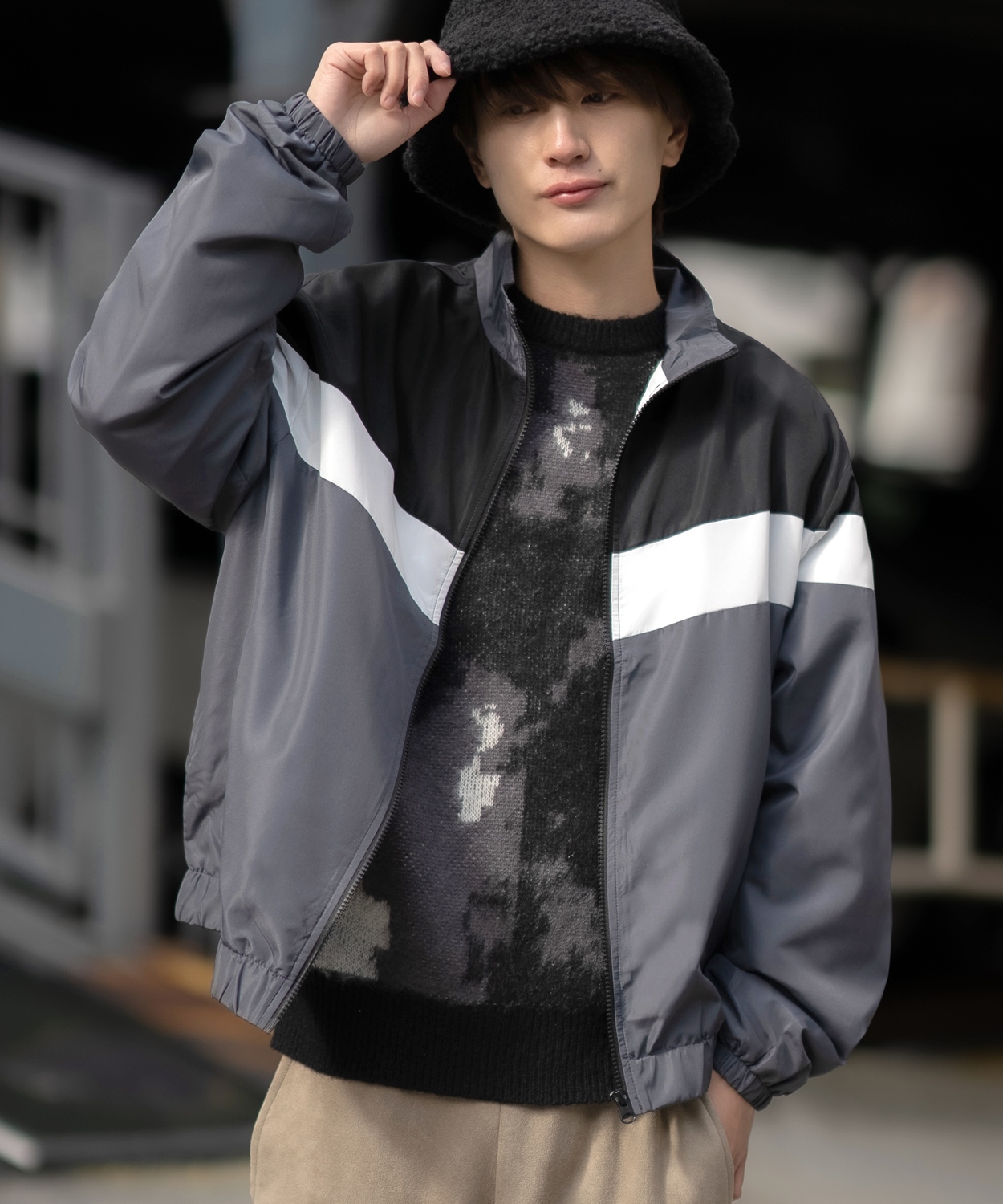 スタンドジャケット メンズ SIDEWAY STANCE サイドウェイスタンス 裏トリコット ジップアップ ブルゾン アメカジ スケーター ストリート 古着MIX 韓国 | improves | 04