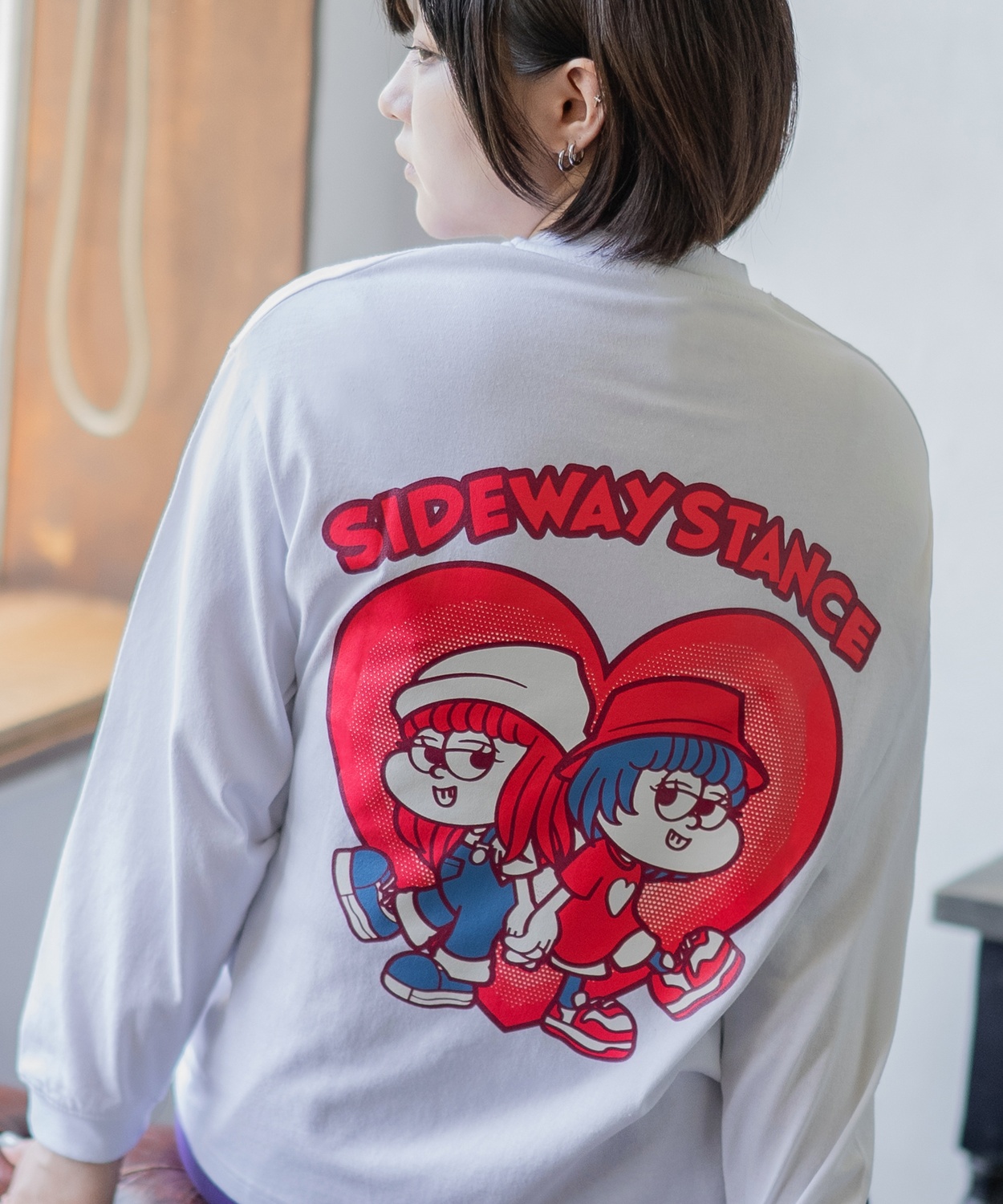 長袖Tシャツ レディース SIDEWAY STANCE サイドウェイスタンス オリジナル ハートガール グラフィック ロンT カットソー アメカジ スケーター ストリート | improves | 02