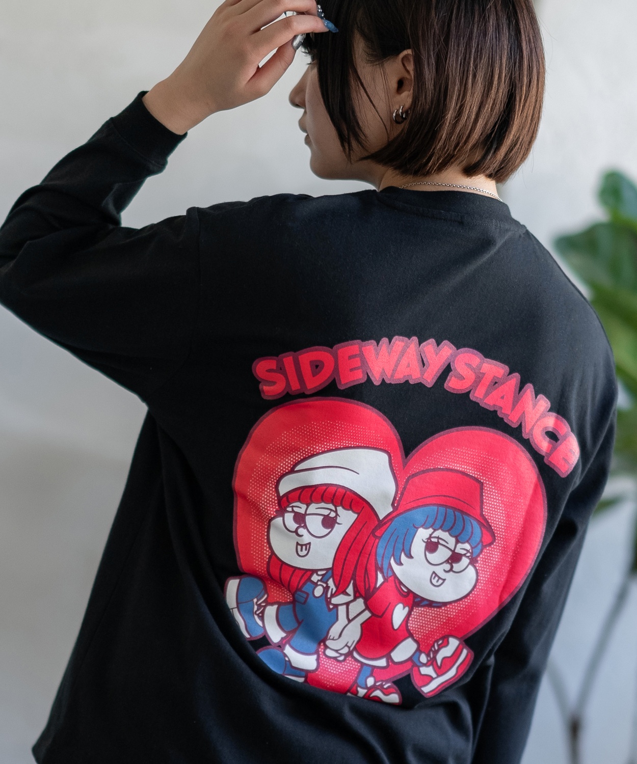 長袖Tシャツ レディース SIDEWAY STANCE サイドウェイスタンス オリジナル ハートガール グラフィック ロンT カットソー アメカジ スケーター ストリート | improves | 01