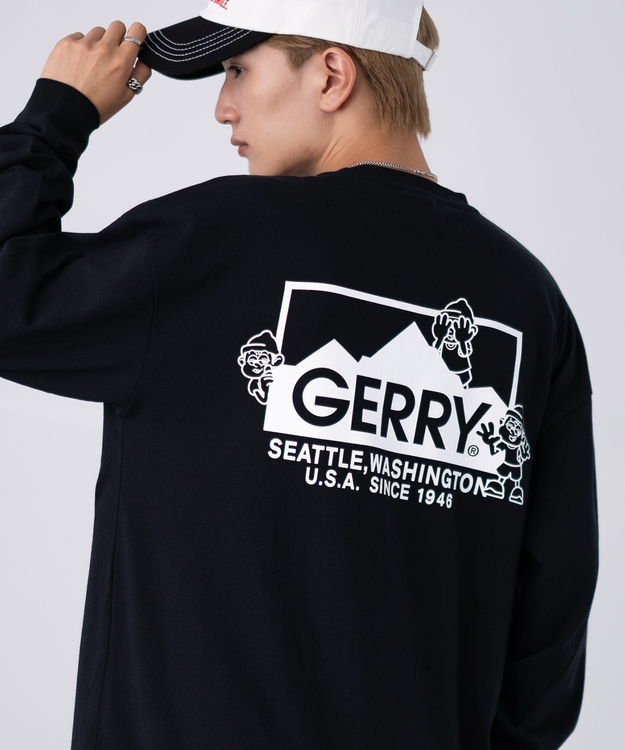 長袖Tシャツ メンズ GERRY×SIDEWAY STANCE ジェリー サイドウェイスタンス 別注 プリント ロンT ワンポイント ボックスロゴ アウトドア ストリート スケーター | GERRY | 02
