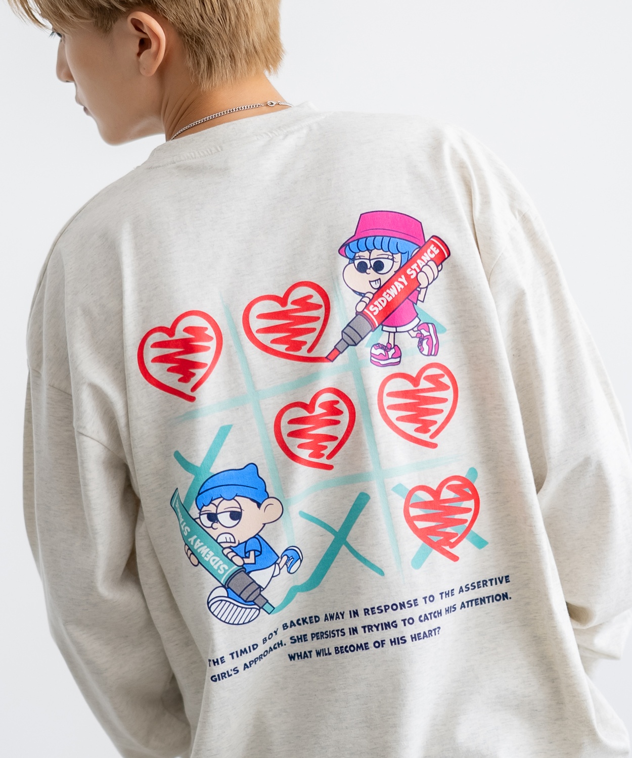 長袖Tシャツ メンズ SIDEWAY STANCE サイドウェイスタンス マルバツプリント カットソー ロンT 大きめ アメカジ カジュアル スケーター ストリート 古着MIX 韓国 | improves | 03