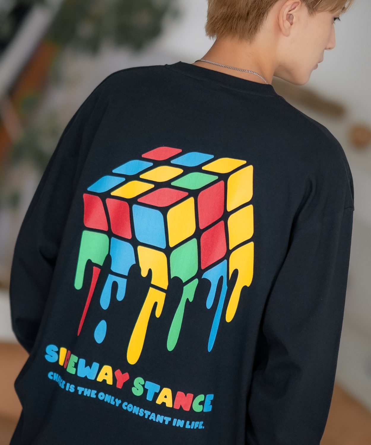 長袖Tシャツ メンズ SIDEWAY STANCE サイドウェイスタンス ドリップキューブ カットソー ロンT 大きめ アメカジ カジュアル スケーター ストリート 古着MIX 韓国 | improves | 02