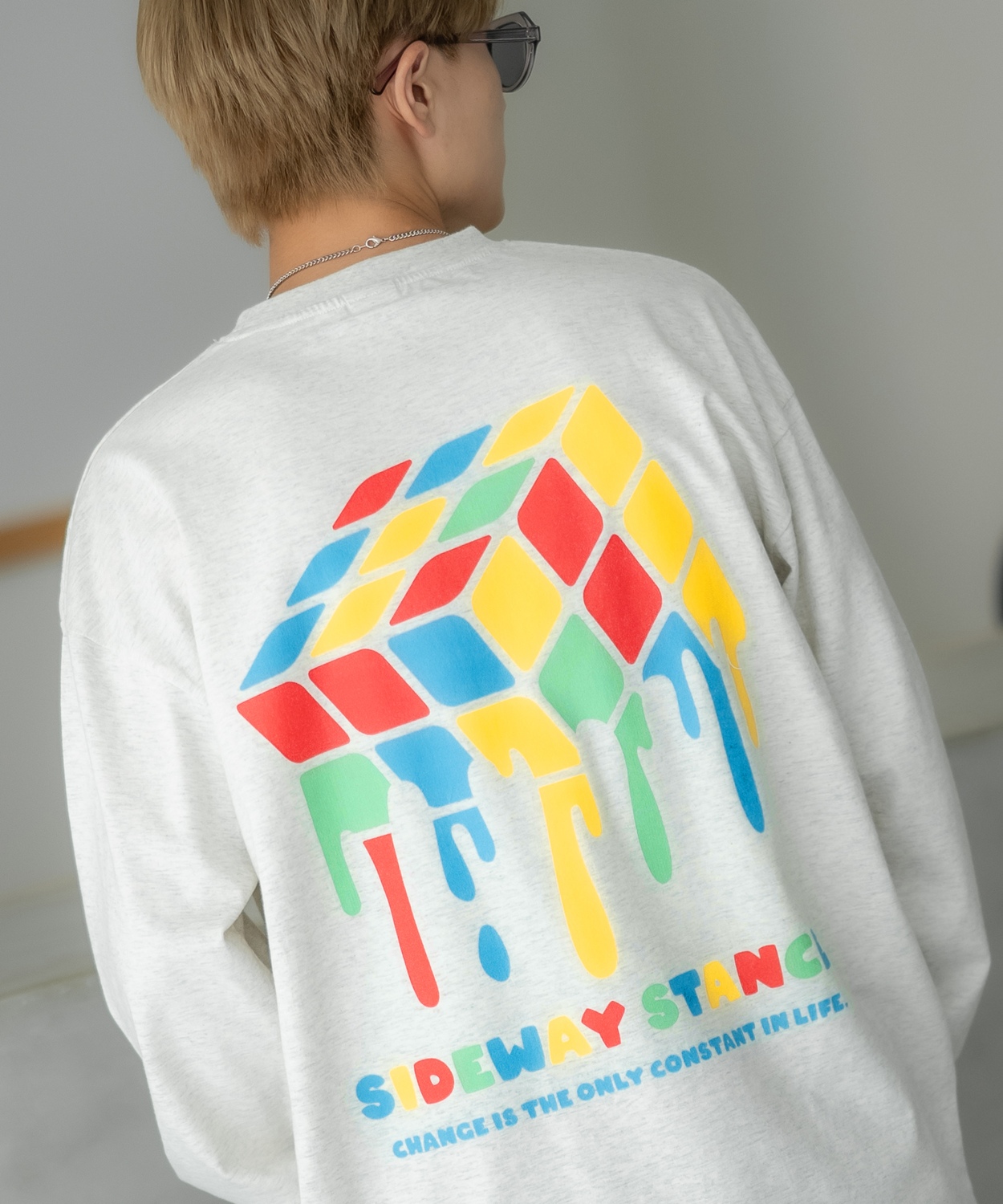 長袖Tシャツ メンズ SIDEWAY STANCE サイドウェイスタンス ドリップキューブ カットソー ロンT 大きめ アメカジ カジュアル スケーター ストリート 古着MIX 韓国 | improves | 03