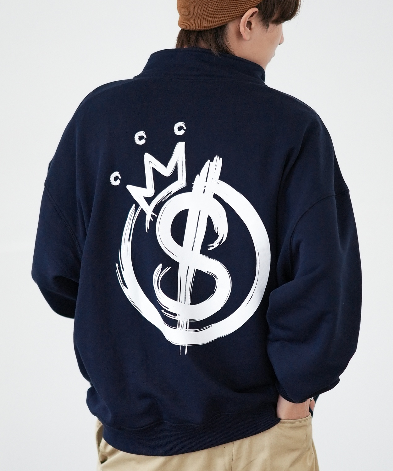 トレーナー メンズ SIDEWAY STANCE サイドウェイスタンス オリジナルプリント スウェットハーフジップ クラウンロゴ オーバーサイズ スケーター ストリート 韓国 | improves | 03