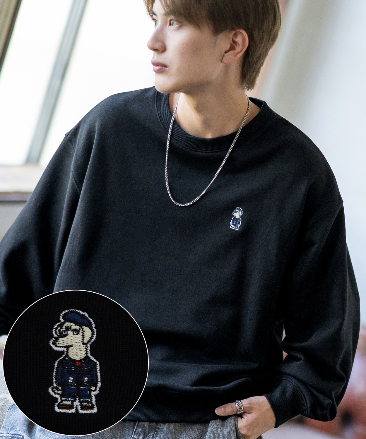 トレーナー メンズ SIDEWAY STANCE サイドウェイスタンス オリジナル ワンポイント 刺しゅう スウェットトレーナー 大きめ カジュアル スケーター ストリート | improves | 01