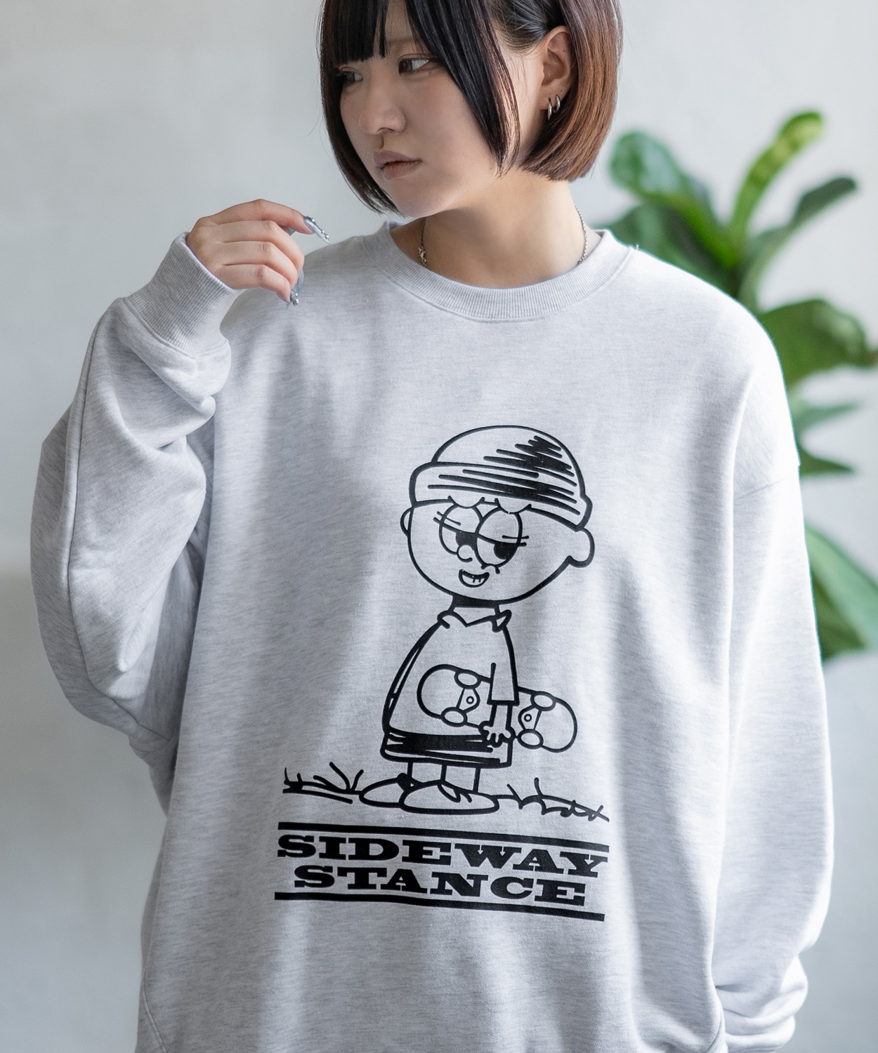 トレーナー メンズ SIDEWAY STANCE サイドウェイスタンス オリジナルプリント グラフィック スウェット イラストボーイ オーバーサイズ アメカジ カジュアル | improves | 02