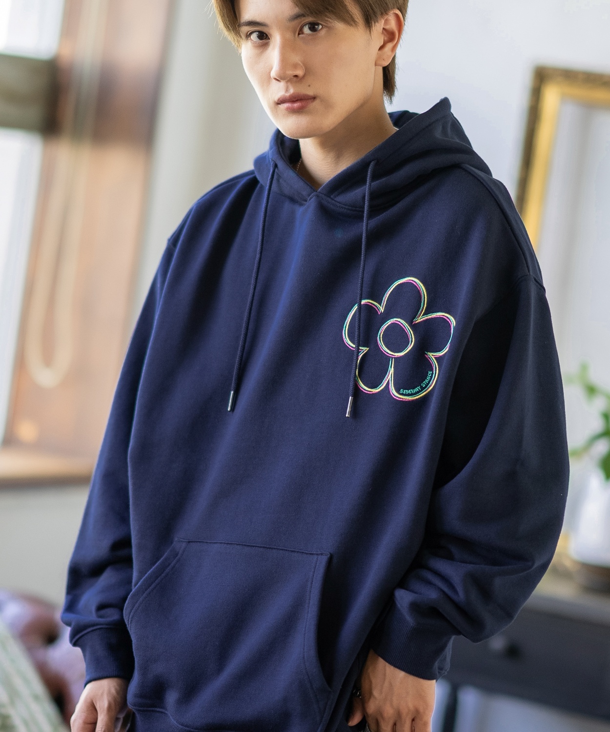 パーカー メンズ SIDEWAY STANCE サイドウェイスタンス 刺しゅう スウェット フラワー オーバーサイズ 大きめ アメカジ カジュアル スケーター ストリート | improves | 03