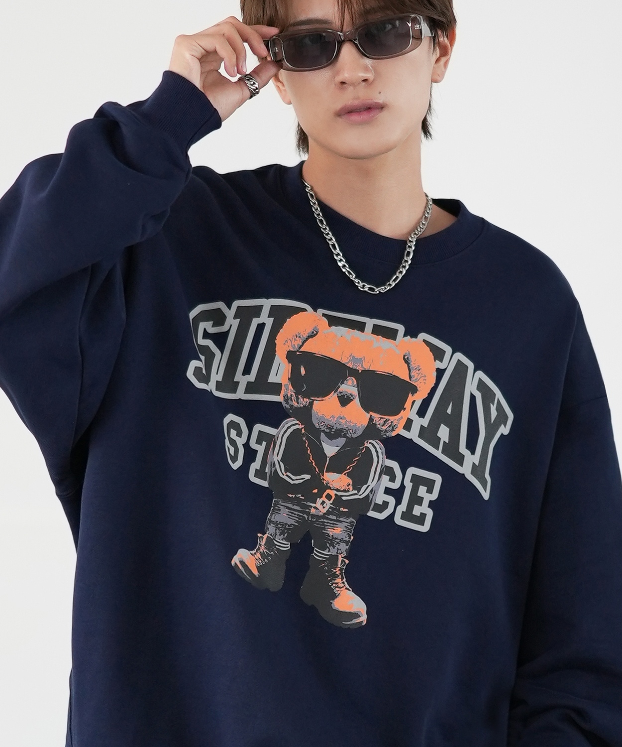 トレーナー メンズ SIDEWAY STANCE サイドウェイスタンス オリジナルプリント グラフィック スウェット カレッジベア オーバーサイズ アメカジ カジュアル | improves | 02