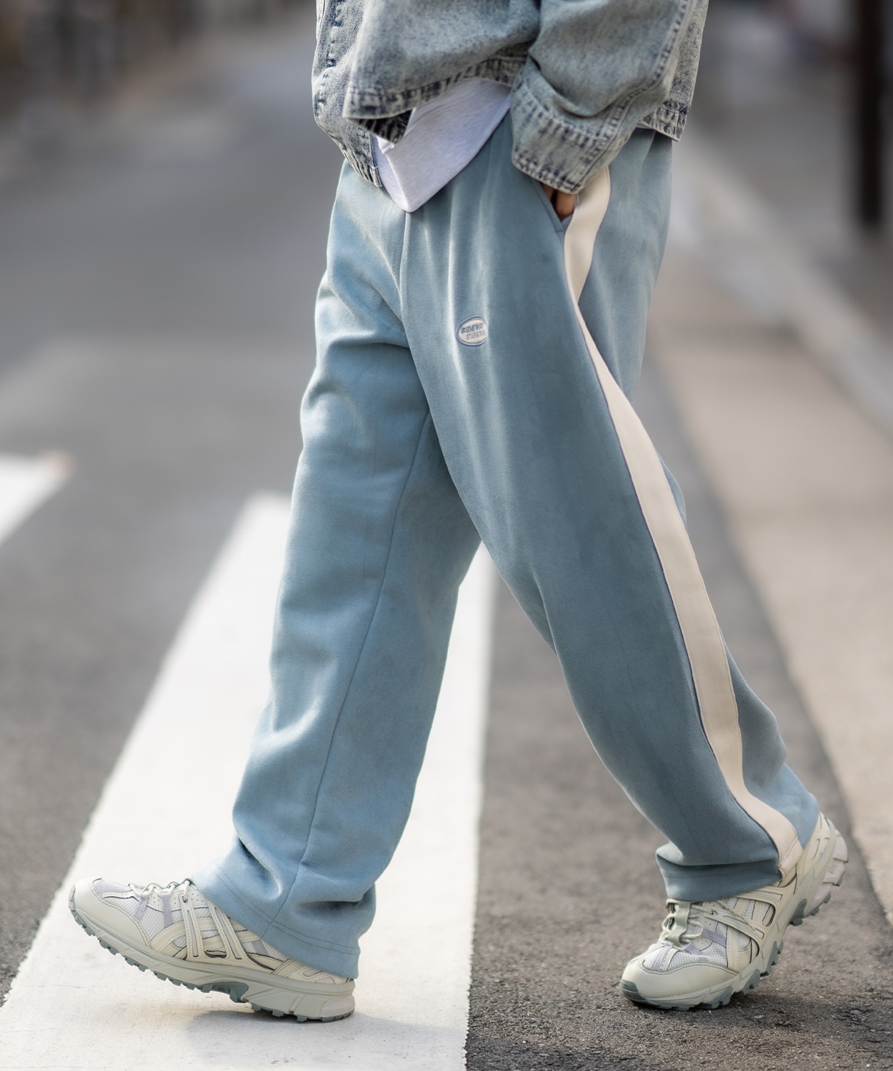 トラックパンツ メンズ SIDEWAY STANCE サイドウェイスタンス オーバルロゴ ワンポイント 刺しゅう スエード ラインパンツ セットアップ スケーター ストリート | improves | 03