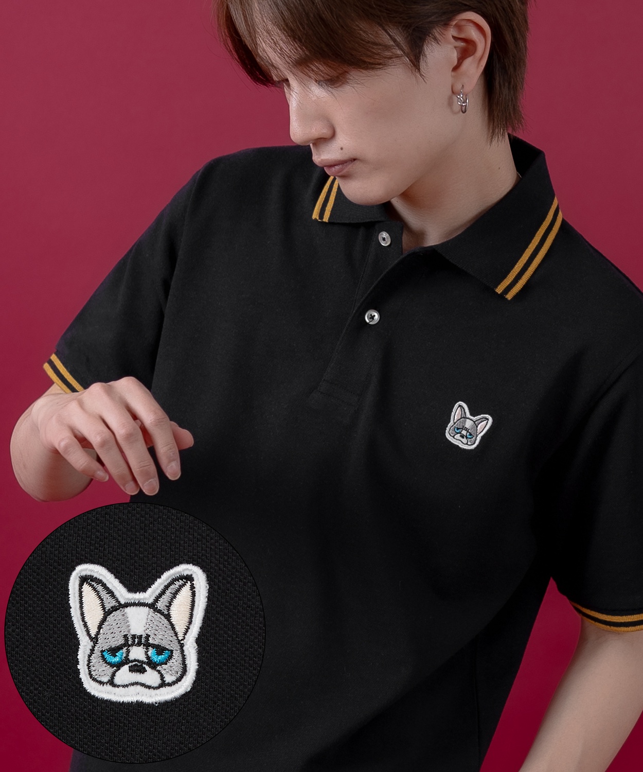 半袖 ポロシャツ メンズ レディース サイドウェイスタンス ワンポイント 刺繍 Tシャツ アメカジ カジュアル スケーター ストリート 古着MIX 韓国ファッション | improves | 01