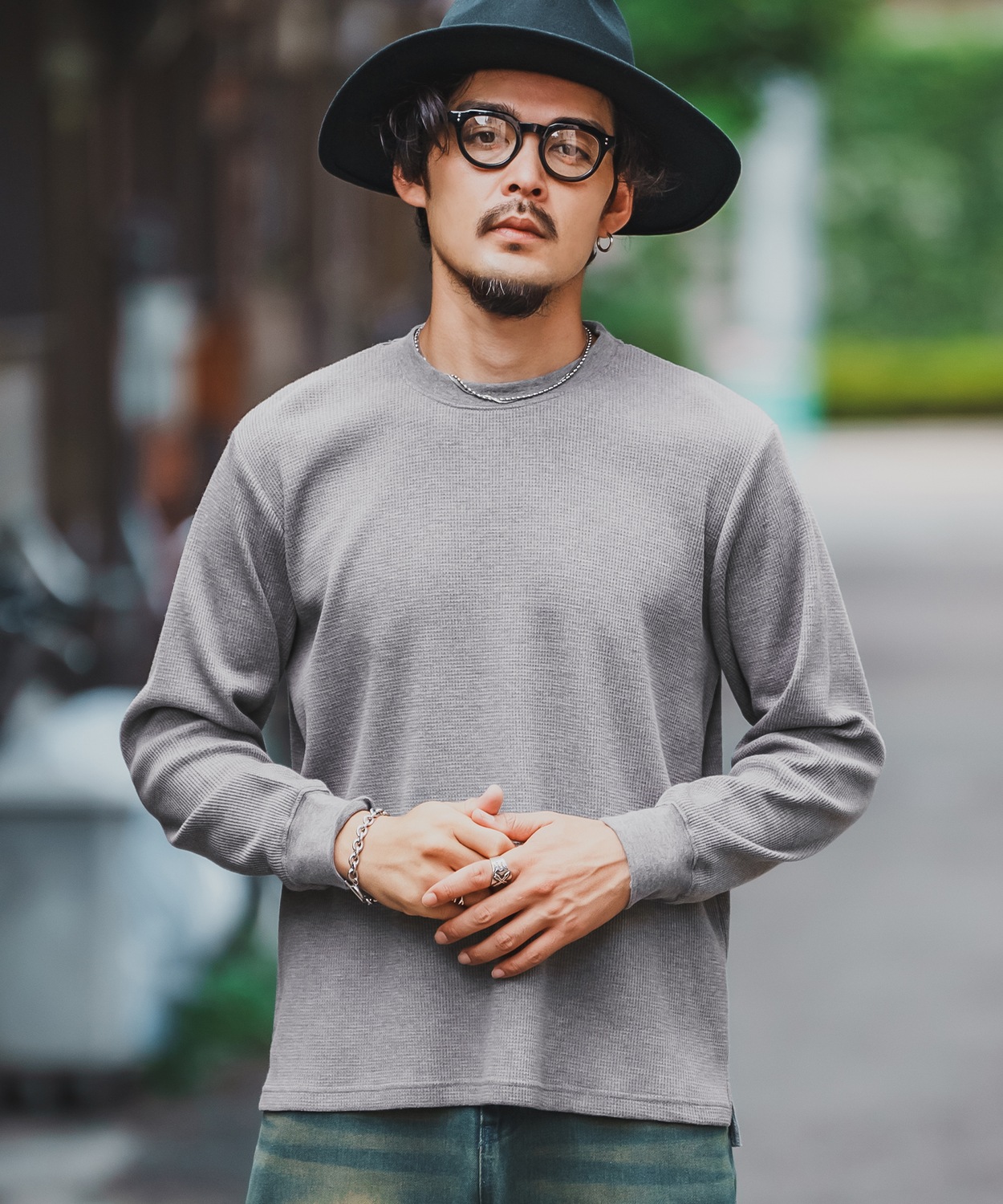 長袖Tシャツ メンズ レディース ワッフル クルー ネック カットソー 大きめ アメカジ カジュアル スケーター ストリート 古着MIX 韓国ファッション | improves | 03