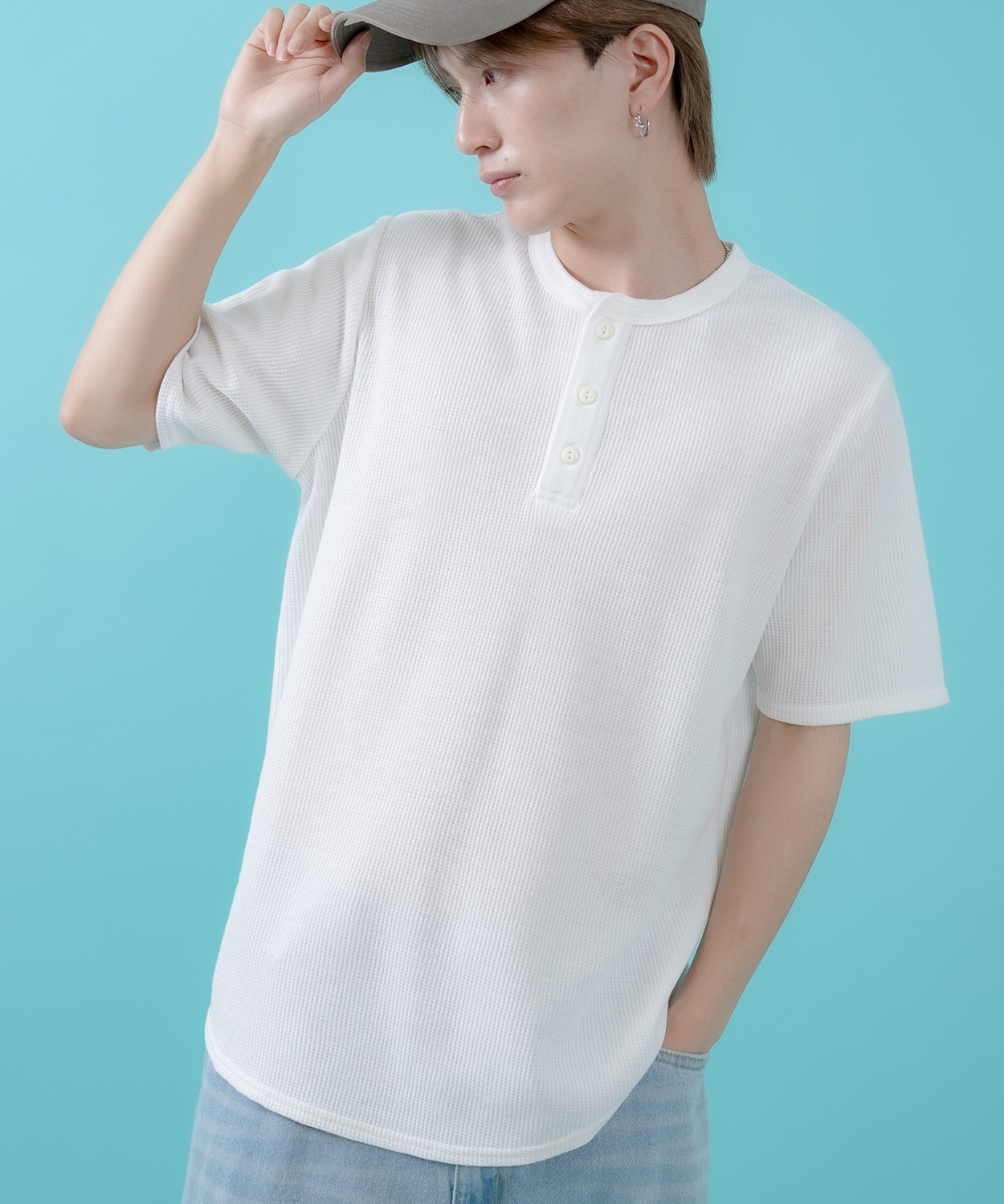 半袖Tシャツ メンズ レディース ワッフル ヘンリー ネック カットソー 大きめ アメカジ カジュアル スケーター ストリート 古着MIX 韓国ファッション | improves | 02