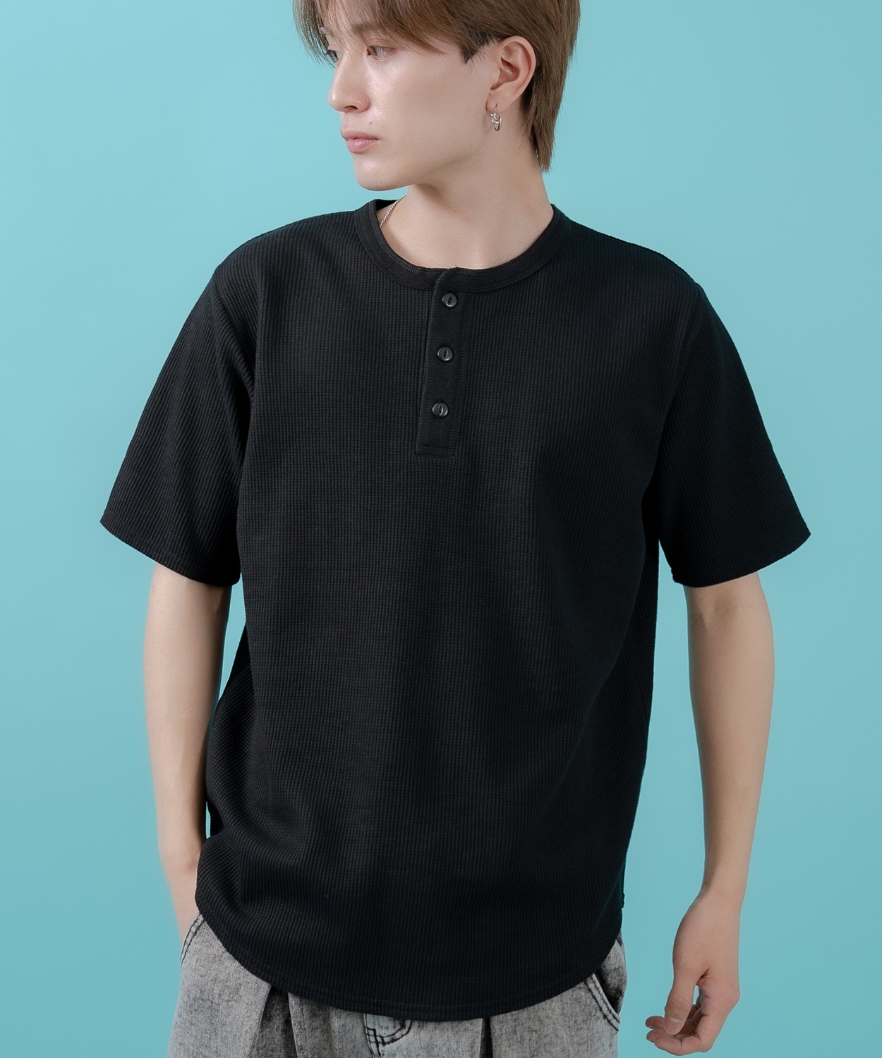 improves 半袖Tシャツ メンズ レディース ワッフル ヘンリー