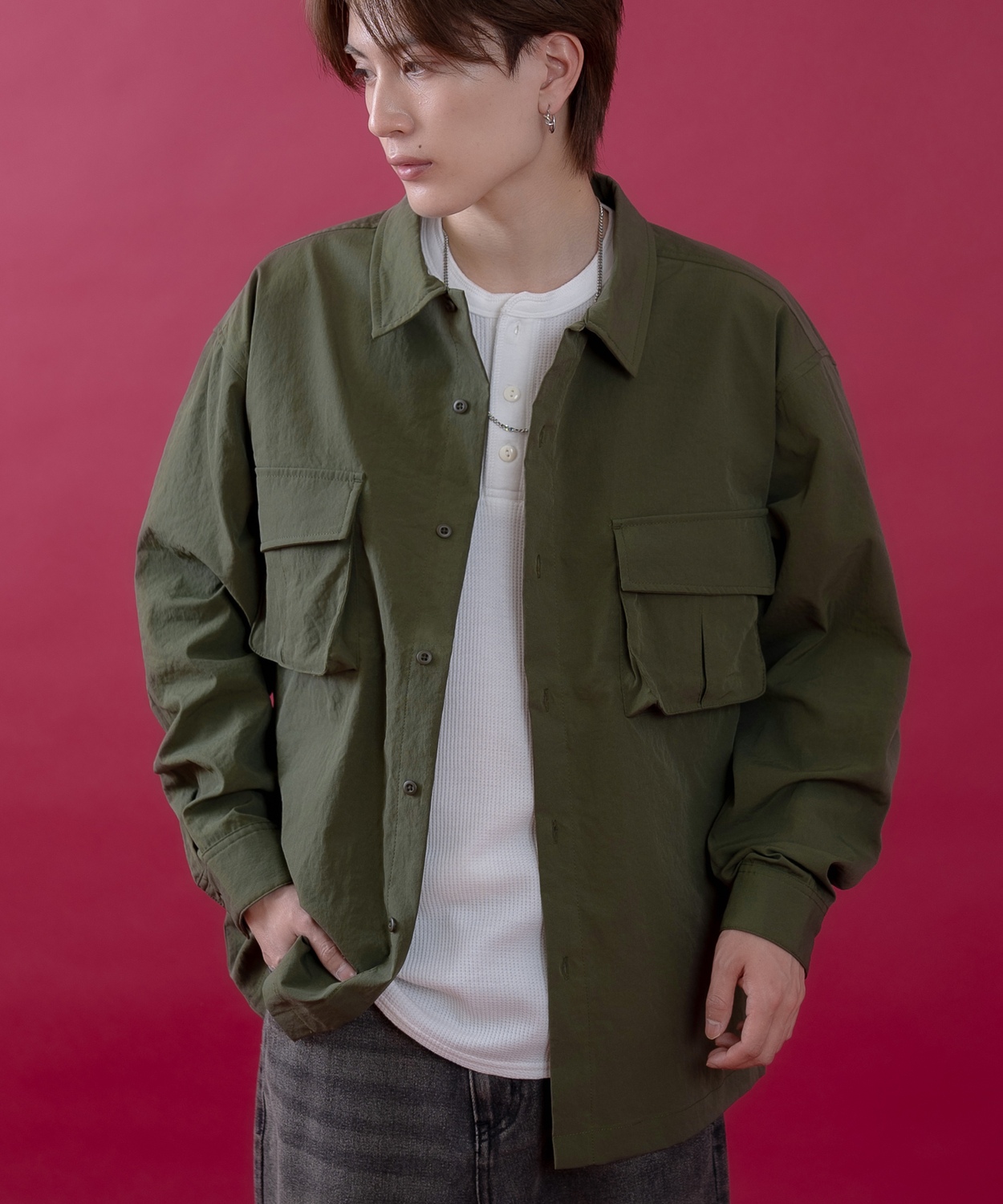 長袖シャツ メンズ レディース サイドウェイスタンス ミリタリーシャツ イージーケア アメカジ カジュアル スケーター ストリート 古着MIX 韓国ファッション | improves | 02