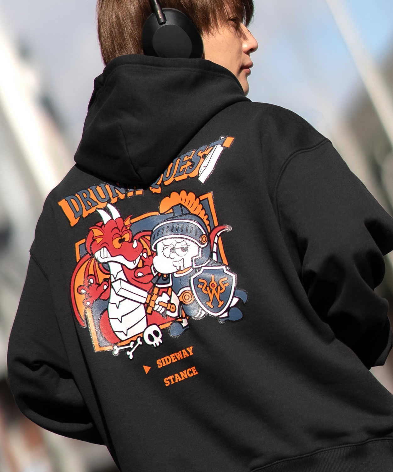 パーカー メンズ SIDEWAY STANCE サイドウェイスタンス オリジナルプリント グラフィック スウェット クエスト オーバーサイズ アメカジ カジュアル | improves | 01