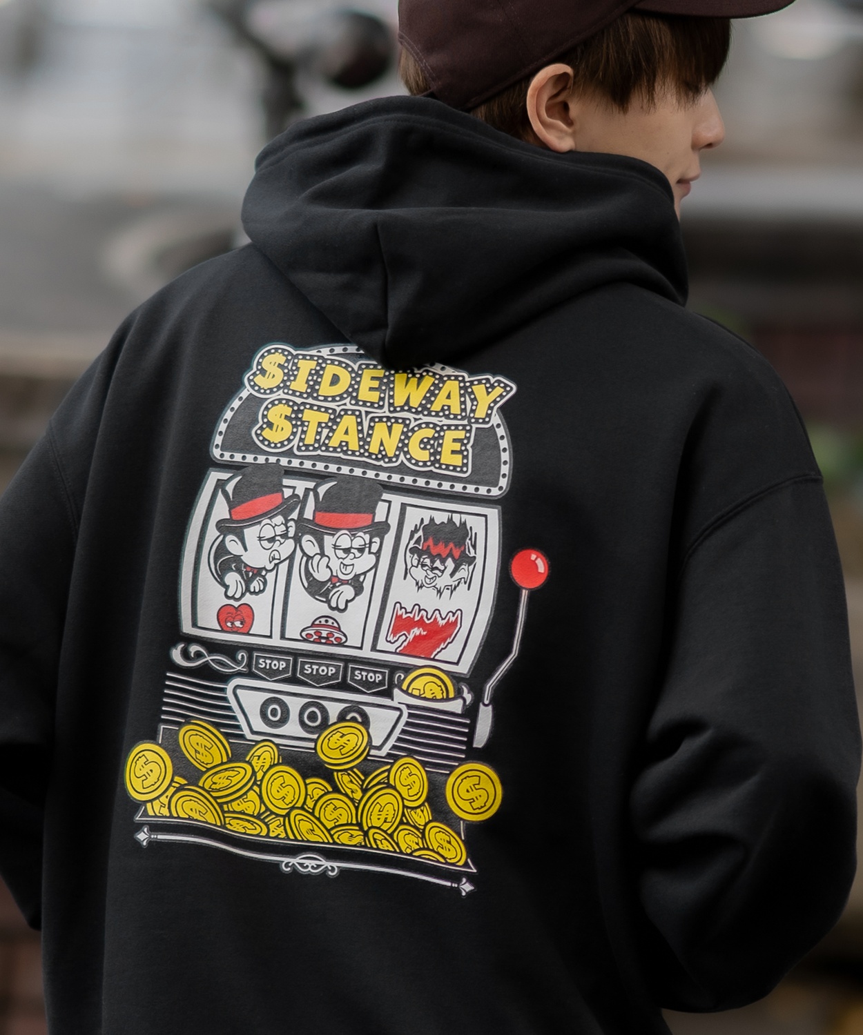 パーカー メンズ SIDEWAY STANCE サイドウェイスタンス オリジナルプリント グラフィック スウェット スロット オーバーサイズ アメカジ カジュアル | improves | 01
