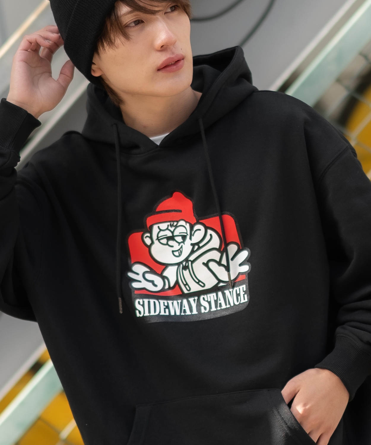 パーカー メンズ SIDEWAY STANCE サイドウェイスタンス オリジナルプリント グラフィック スウェット ラベル オーバーサイズ アメカジ カジュアル | improves | 01