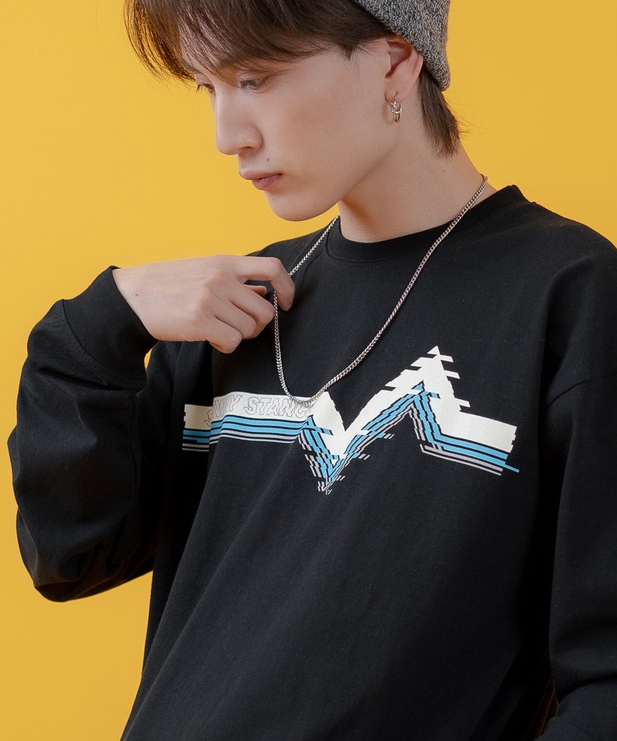 長袖Tシャツ メンズ SIDEWAY STANCE サイドウェイスタンス オリジナルプリント レトロゲーム グラフィック ロンT カットソー スケーター ストリート 古着 韓国 | improves | 02