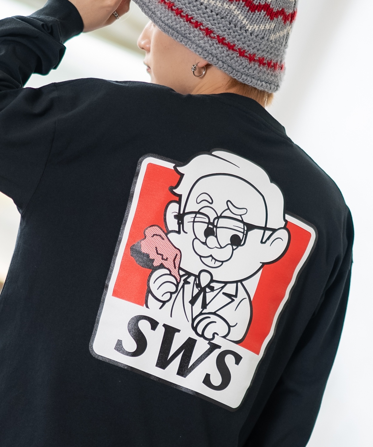 長袖Tシャツ メンズ SIDEWAY STANCE サイドウェイスタンス オリジナルプリント SWSチキン カットソー ロンT カジュアル スケーター ストリート 古着MIX 韓国 | improves | 02