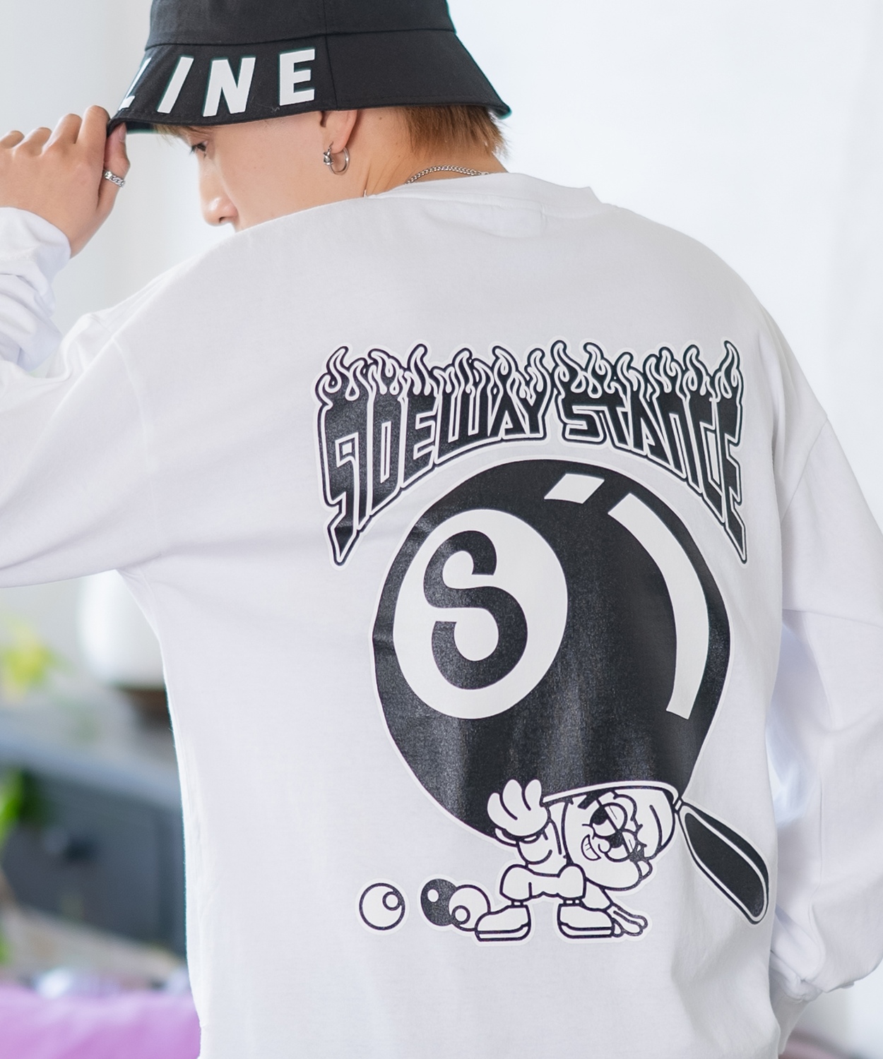 長袖Tシャツ メンズ SIDEWAY STANCE サイドウェイスタンス オリジナルプリント Sボール カットソー ロンT カジュアル スケーター ストリート 古着MIX 韓国 | improves | 01