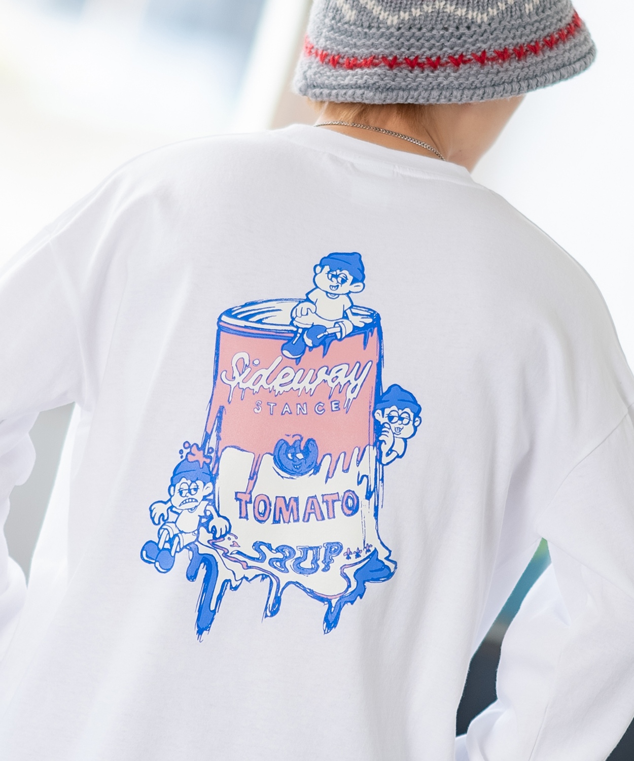 長袖Tシャツ メンズ SIDEWAY STANCE サイドウェイスタンス オリジナルプリント スープ缶 カットソー ロンT カジュアル スケーター ストリート 古着MIX 韓国 | improves | 01
