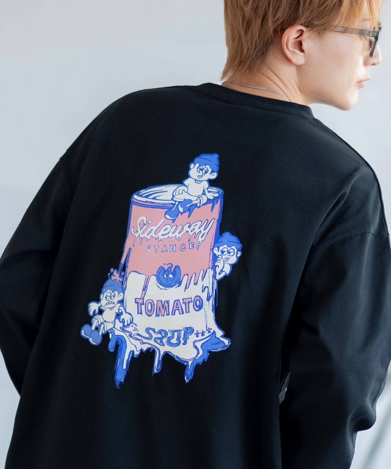 長袖Tシャツ メンズ SIDEWAY STANCE サイドウェイスタンス オリジナルプリント スープ缶 カットソー ロンT カジュアル スケーター ストリート 古着MIX 韓国 | improves | 02