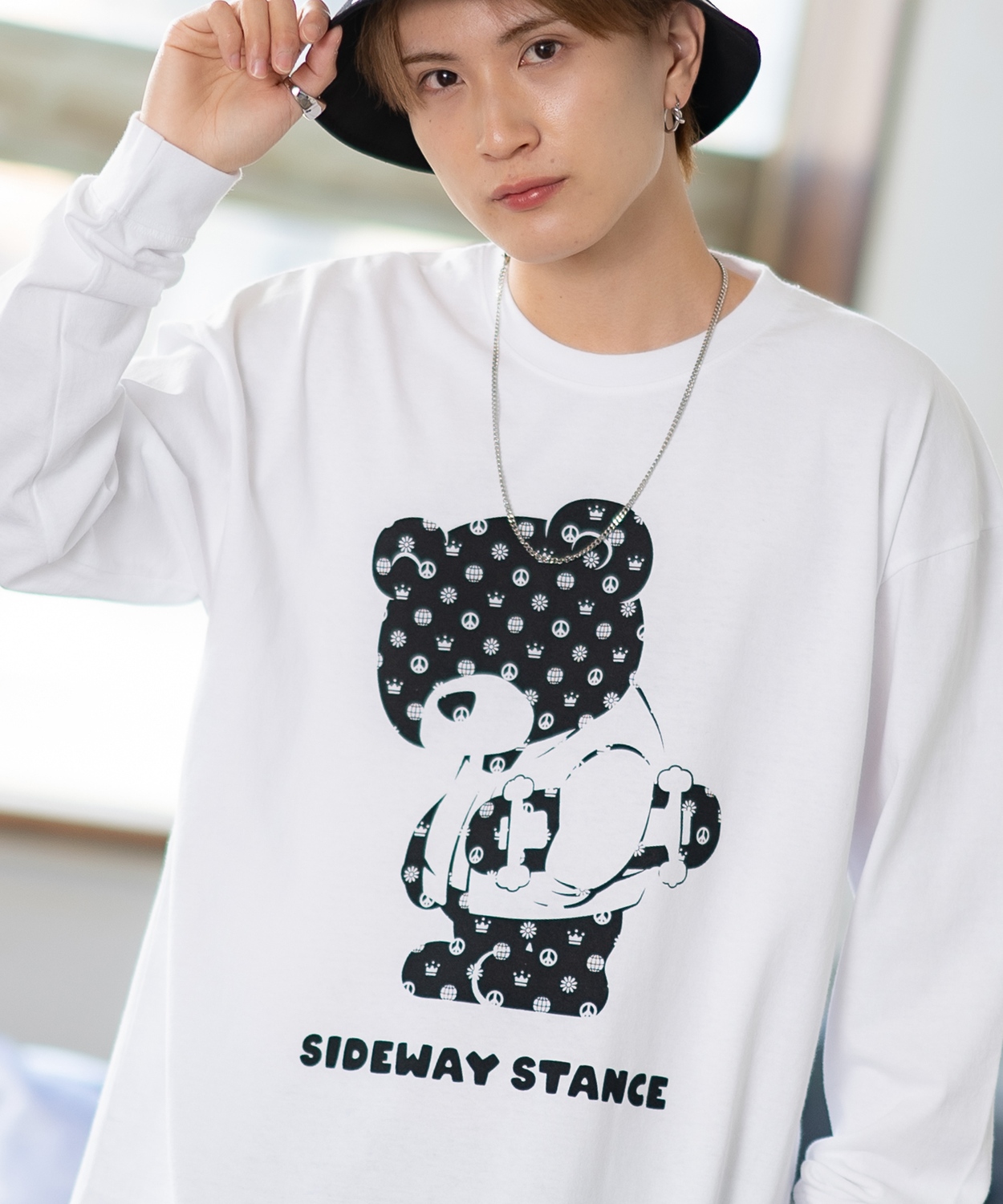 長袖Tシャツ メンズ SIDEWAY STANCE サイドウェイスタンス オリジナルプリント モノグラム カットソー ロンT カジュアル スケーター ストリート 古着MIX 韓国 | improves | 01