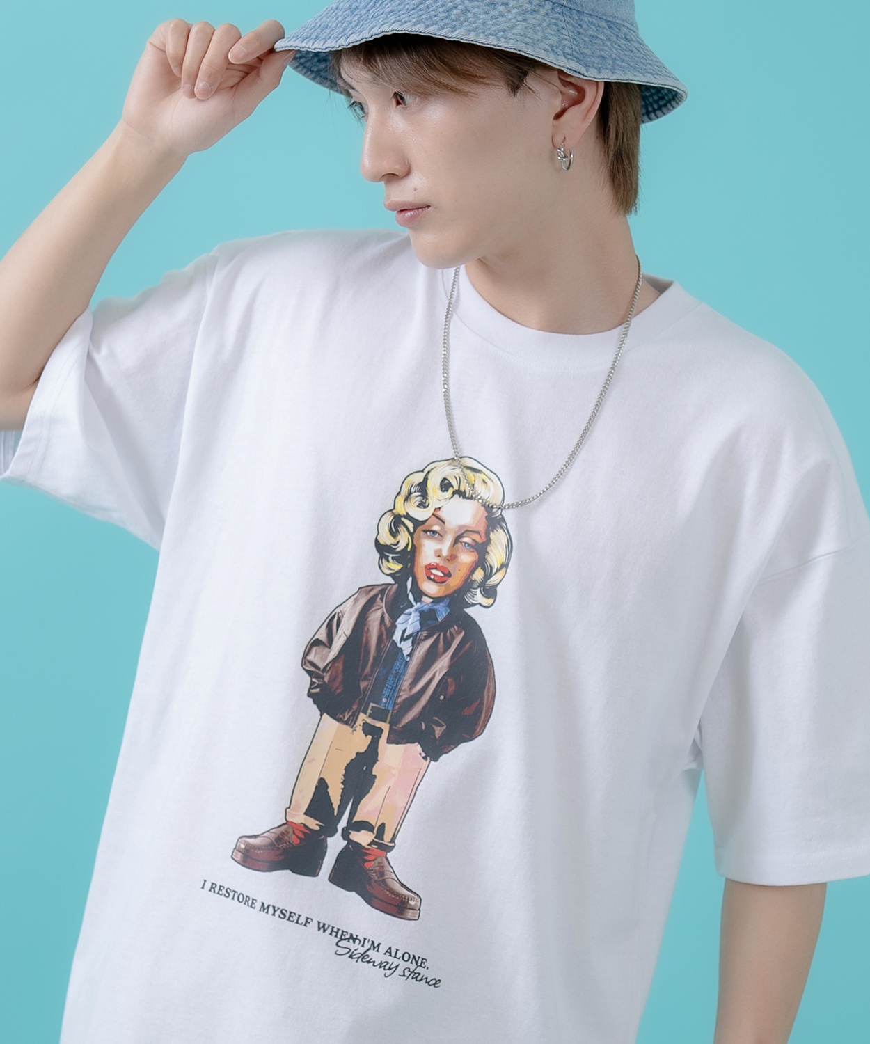 半袖Tシャツ メンズ レディース オリジナルプリント オールド ウーマン グラフィック カットソー 大きめ アメカジ カジュアル スケーター ストリート 古着MIX | improves | 01