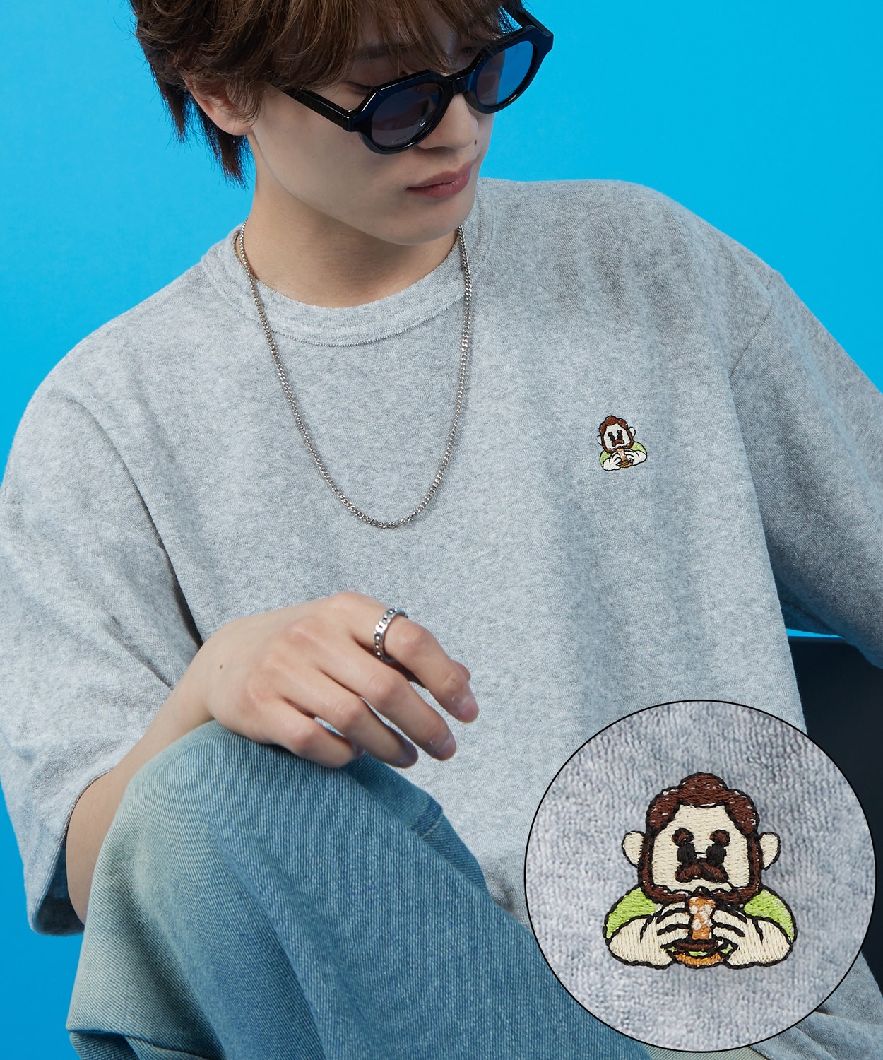 Tシャツ メンズ SIDEWAY STANCE サイドウェイスタンス パイル地 半袖カットソー ワンポイント刺しゅう アメカジ カジュアル スケーター ストリート 古着MIX 韓国 | improves | 03