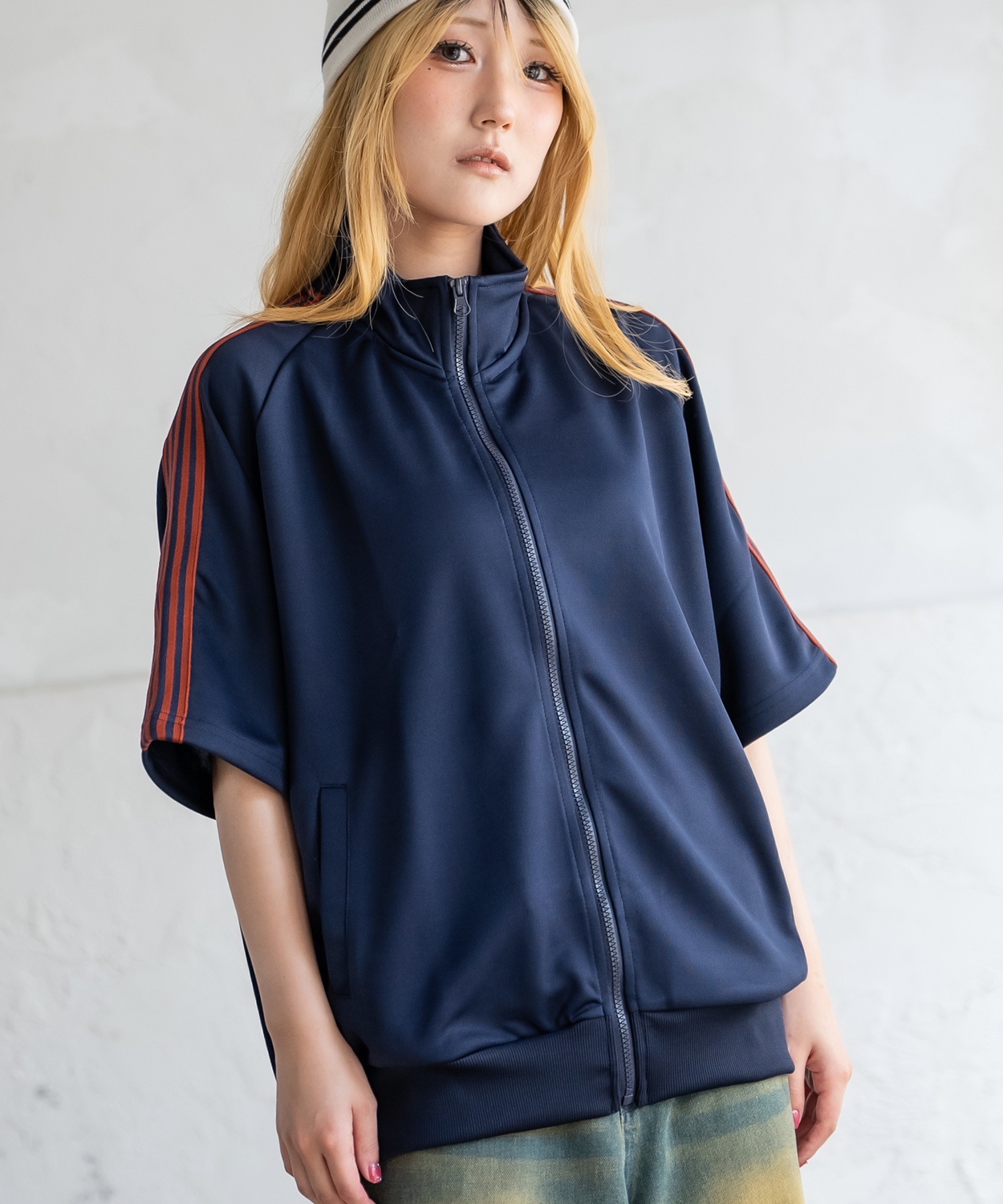 トラックジャケット メンズ SIDEWAY STANCE サイドウェイスタンス ライン ジャージ 半袖 Tシャツ ブルゾン セットアップ 大きめ アメカジ カジュアル | improves | 02