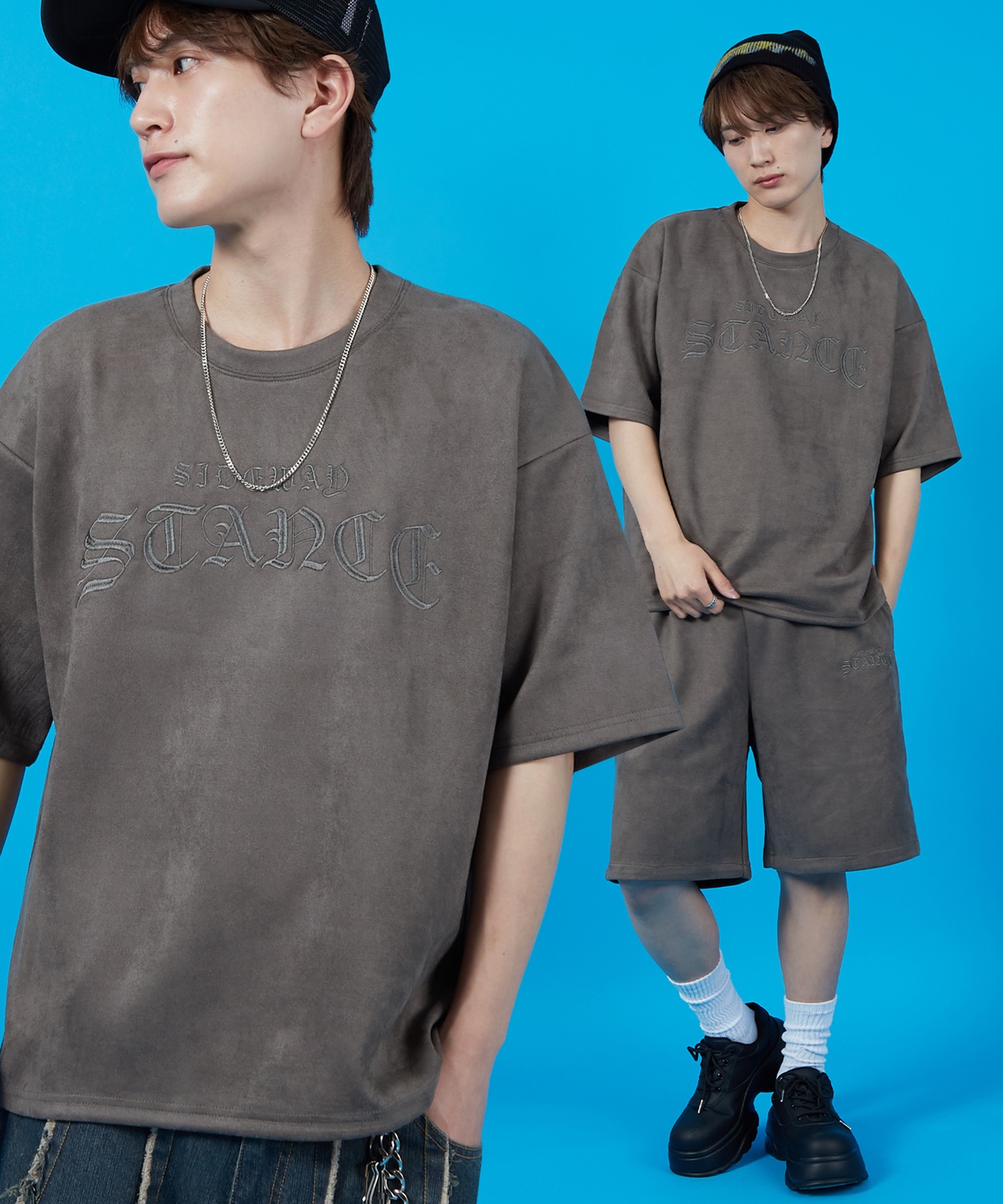 Tシャツ メンズ SIDEWAY STANCE サイドウェイスタンス スエードポンチ ロゴ刺しゅう カットソー アメカジ カジュアル スケーター ストリート 古着MIX 韓国 | improves | 01