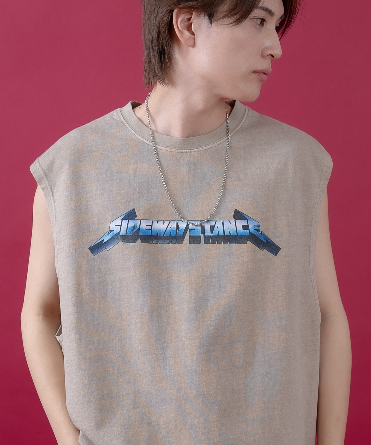 Tシャツ メンズ SIDEWAY STANCE サイドウェイスタンス ピグメント加工 ヴィンテージ加工 メタルバンド ノースリーブ カットソー スケーター ストリート 韓国 | improves | 02