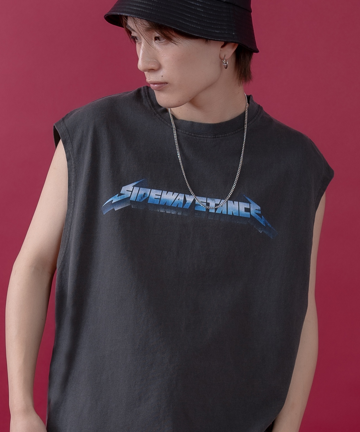 Tシャツ メンズ SIDEWAY STANCE サイドウェイスタンス ピグメント加工 ヴィンテージ加工 メタルバンド ノースリーブ カットソー スケーター ストリート 韓国 | improves | 01