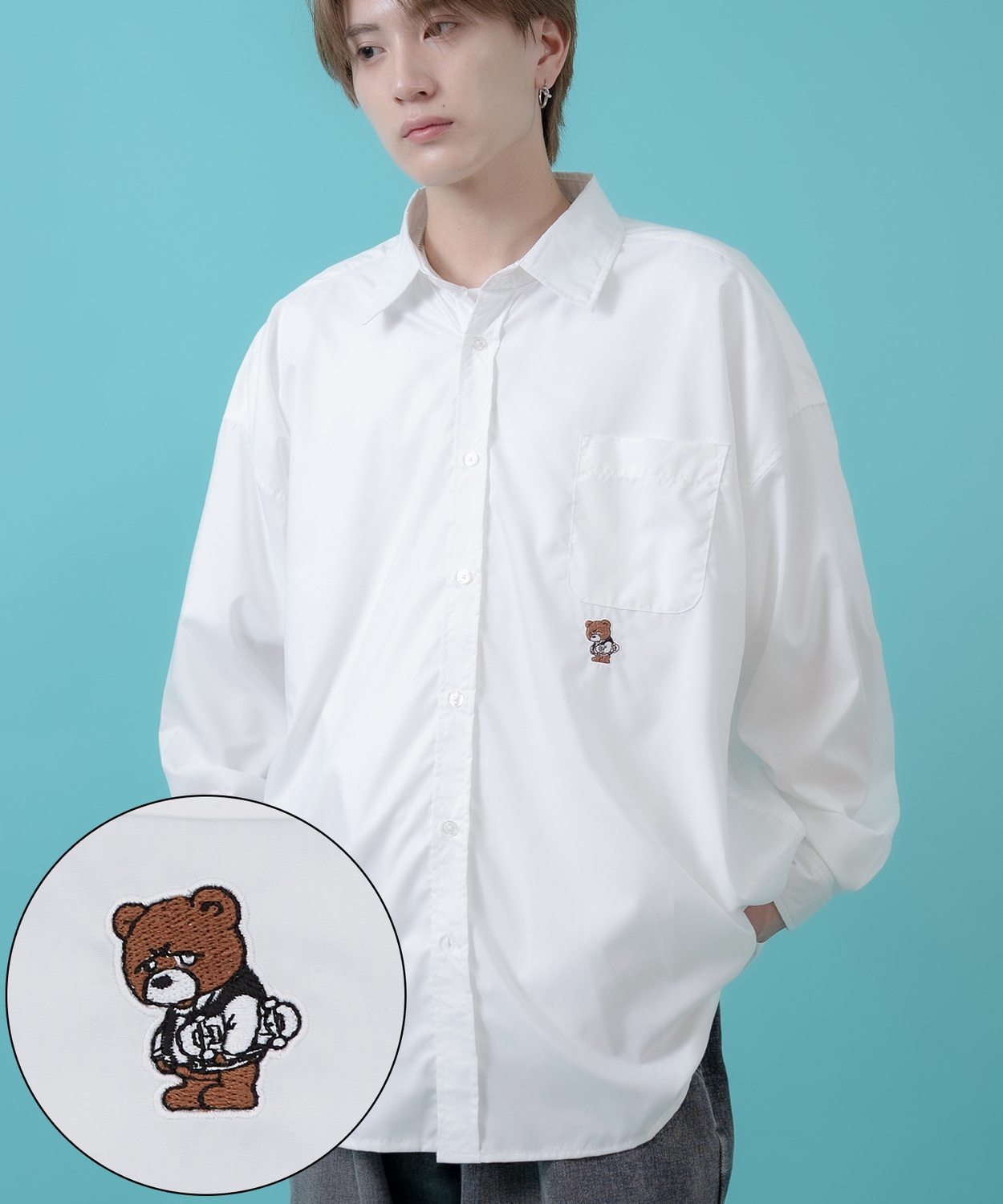 長袖シャツ メンズ レディース ワンポイント イージーケア ビッグサイズ オーバーサイズ 冷感 カジュアル スケーター ストリート 韓国ファッション | improves | 02