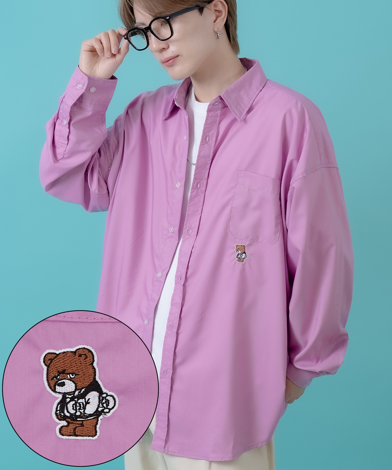 長袖シャツ メンズ レディース ワンポイント イージーケア ビッグサイズ オーバーサイズ 冷感 カジュアル スケーター ストリート 韓国ファッション | improves | 04