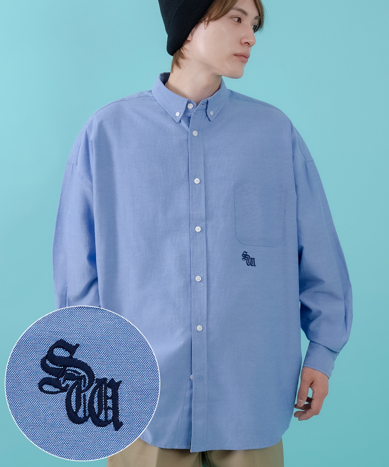 長袖シャツ メンズ サイドウェイスタンス ワンポイント オックスフォードシャツ ビッグサイズ 大きめ アメカジ カジュアル スケーター ストリート 古着MIX 韓国 | improves | 02