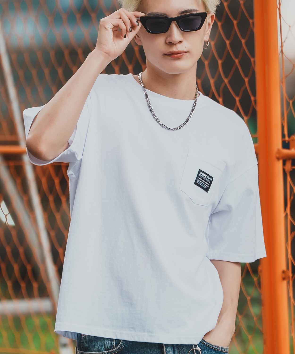 半袖Tシャツ メンズ SIDEWAY STANCE サイドウェイスタンス ピスネーム ワンポイント刺しゅう ポケット ロンT カットソー ストリート アメカジ 古着 | improves | 01