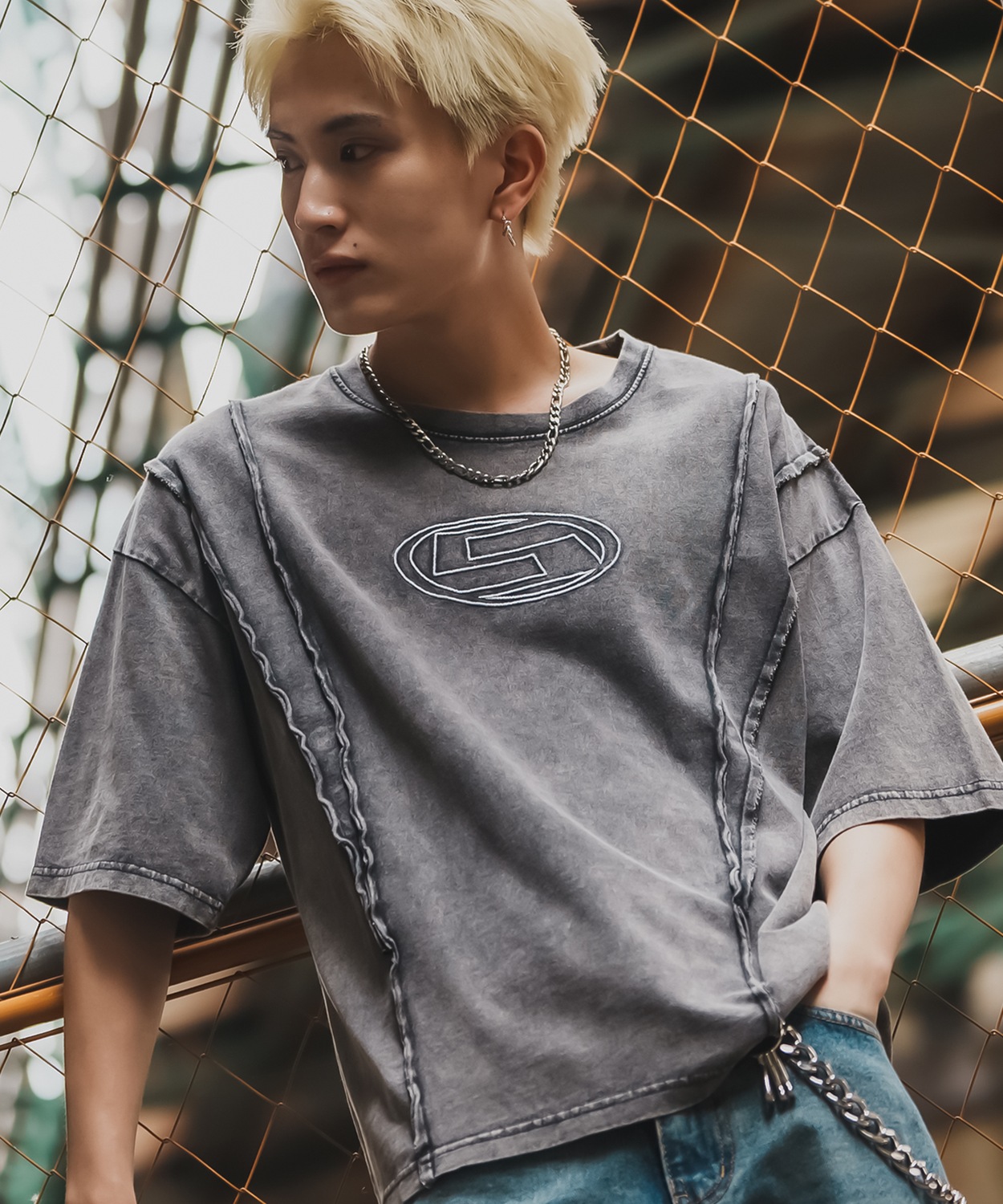 Tシャツ メンズ レディース SIDEWAY STANCE サイドウェイスタンス 半袖 カットソー グランジ ロゴ 刺しゅう アメカジ カジュアル スケーター ストリート 古着 | improves | 01