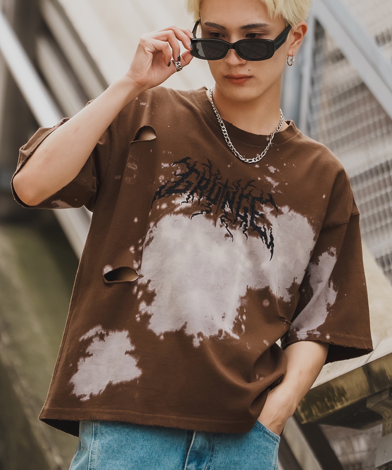 Tシャツ メンズ SIDEWAY STANCE サイドウェイスタンス 半袖 カットソー スプレー ロゴ 刺しゅう グランジ アメカジ カジュアル スケーター ストリート 古着 | improves | 02