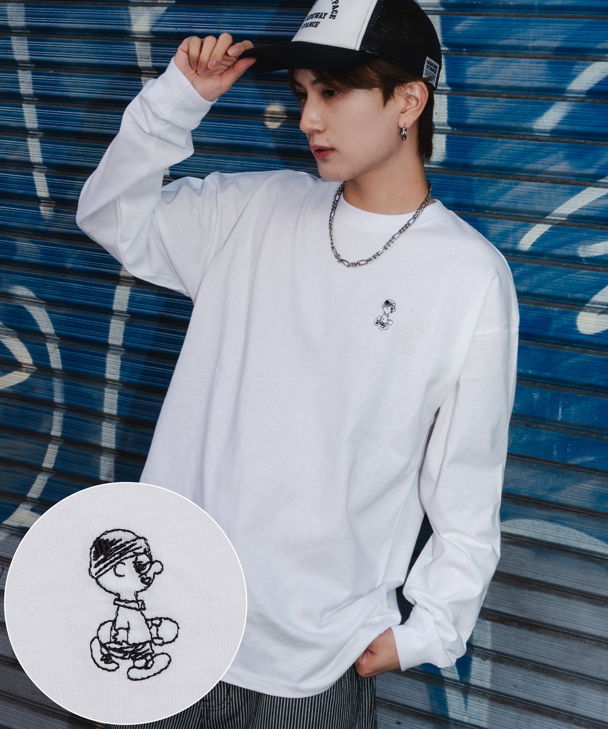 長袖Tシャツ メンズ SIDEWAY STANCE サイドウェイスタンス ワンポイント刺しゅう スケーターボーイ カットソー 大きめ アメカジ カジュアル  ストリート | improves | 01