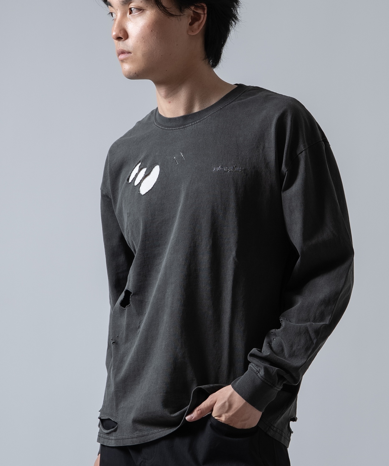 長袖Tシャツ メンズ レディース ブランドロゴ 長袖 グランジTシャツ SIDEWAY STANCE サイドウェイスタンス 刺しゅう ロンT カットソー アメカジ Y2K 韓国 | improves | 01