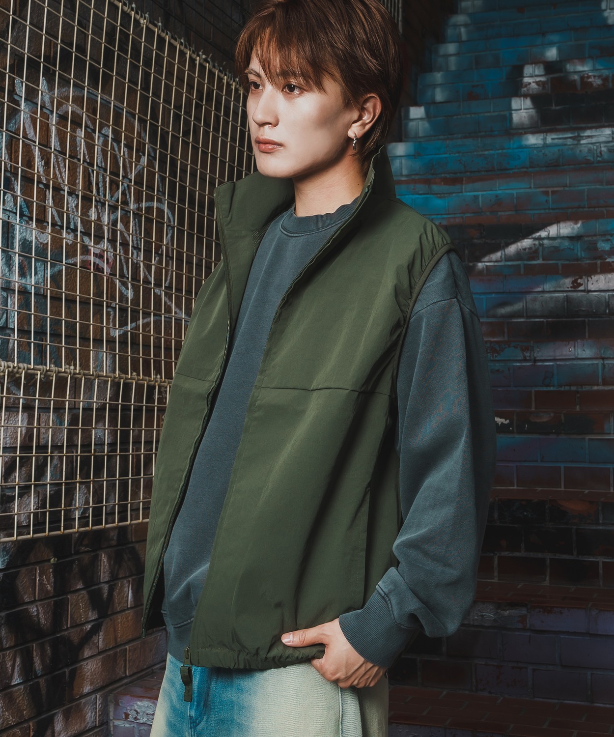 ベスト メンズ  SIDEWAY STANCE サイドウェイスタンス ポリワッシャーベスト レイヤード 重ね着 テック系 ストリート カジュアル 韓国ファッション 古着MIX | improves | 02