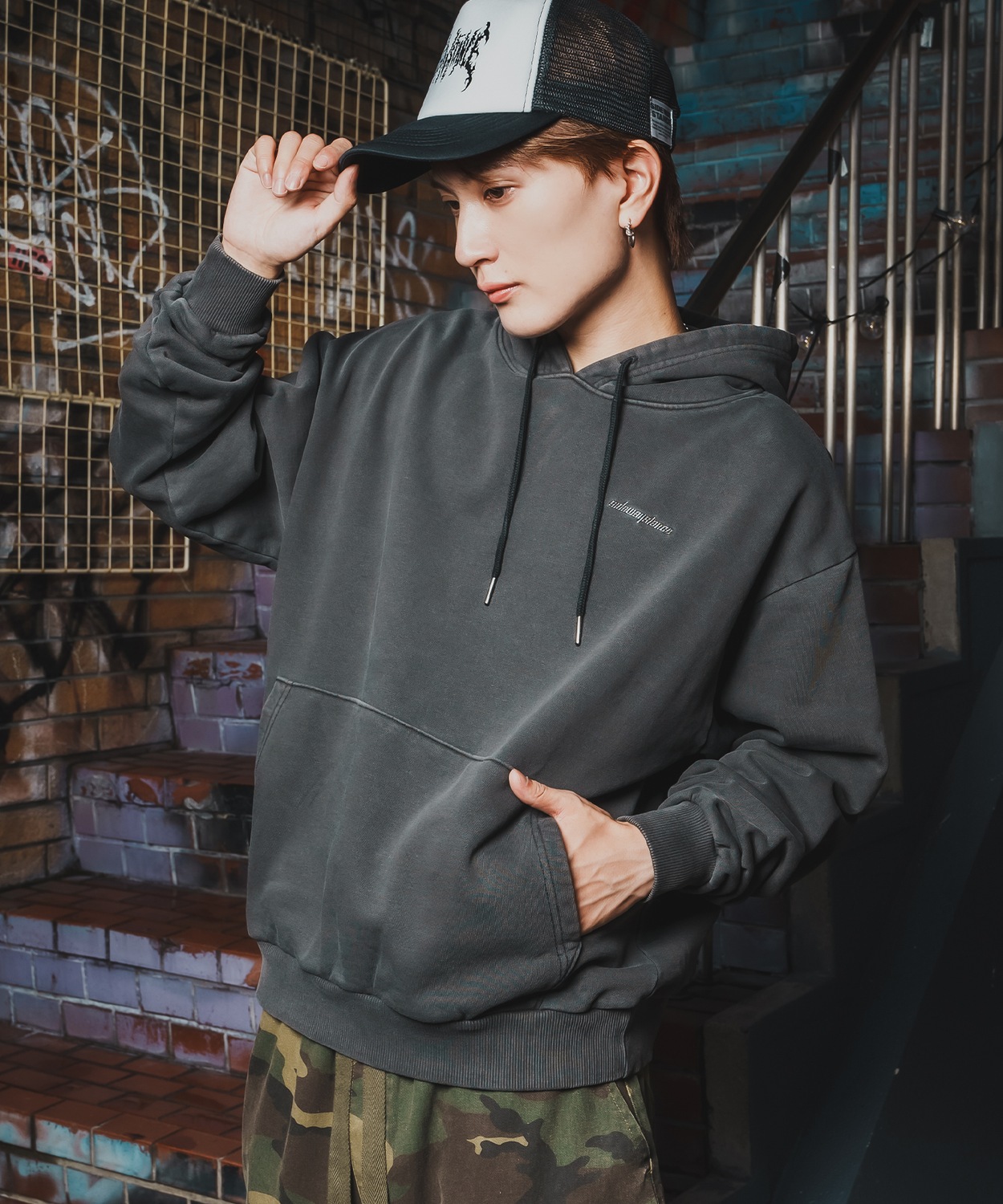 パーカー メンズ SIDEWAY STANCE サイドウェイスタンス スウェット ピグメント プルパーカー ストリート カジュアル 韓国 | improves | 01